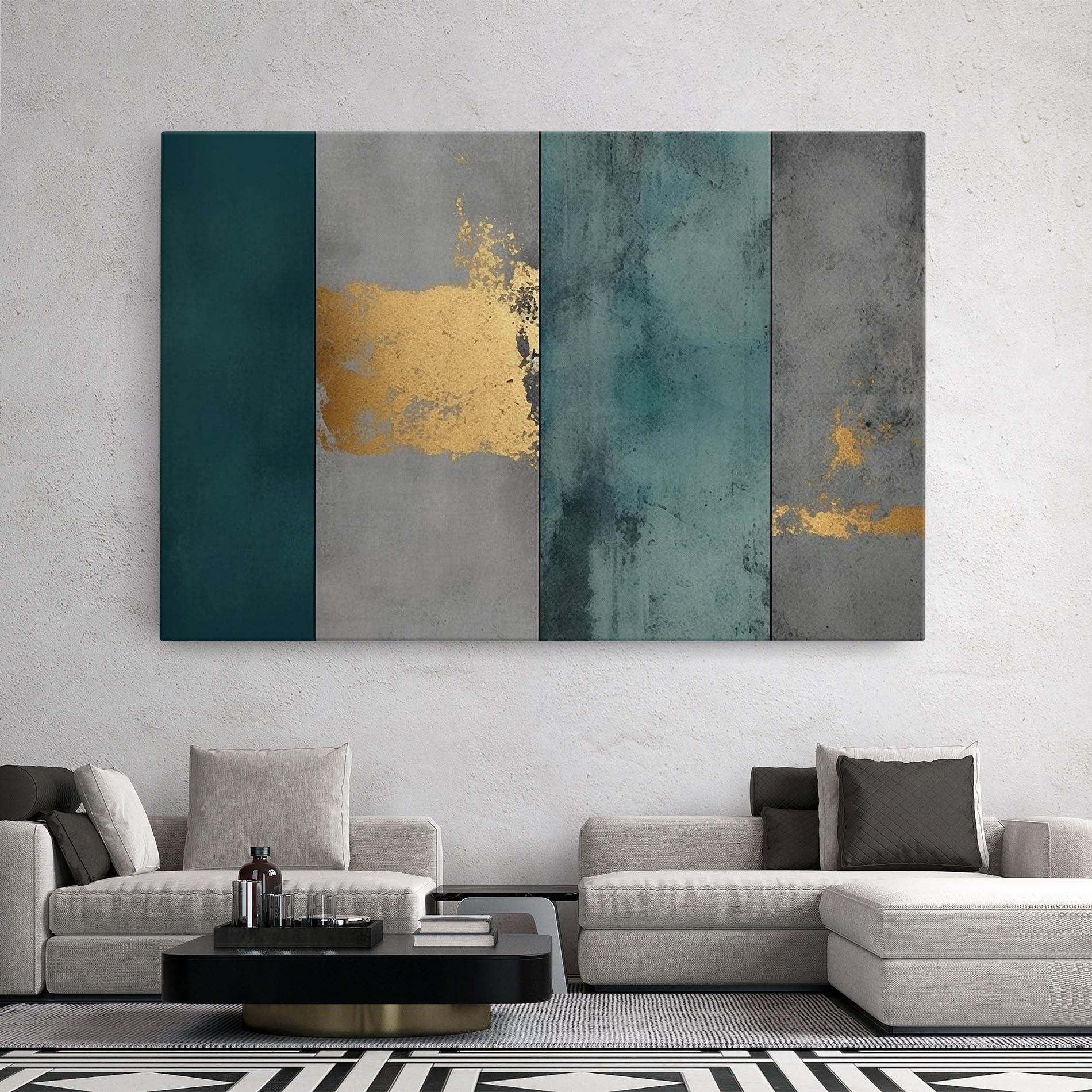 Leinwandbild Green Colors With Gold mockup 2