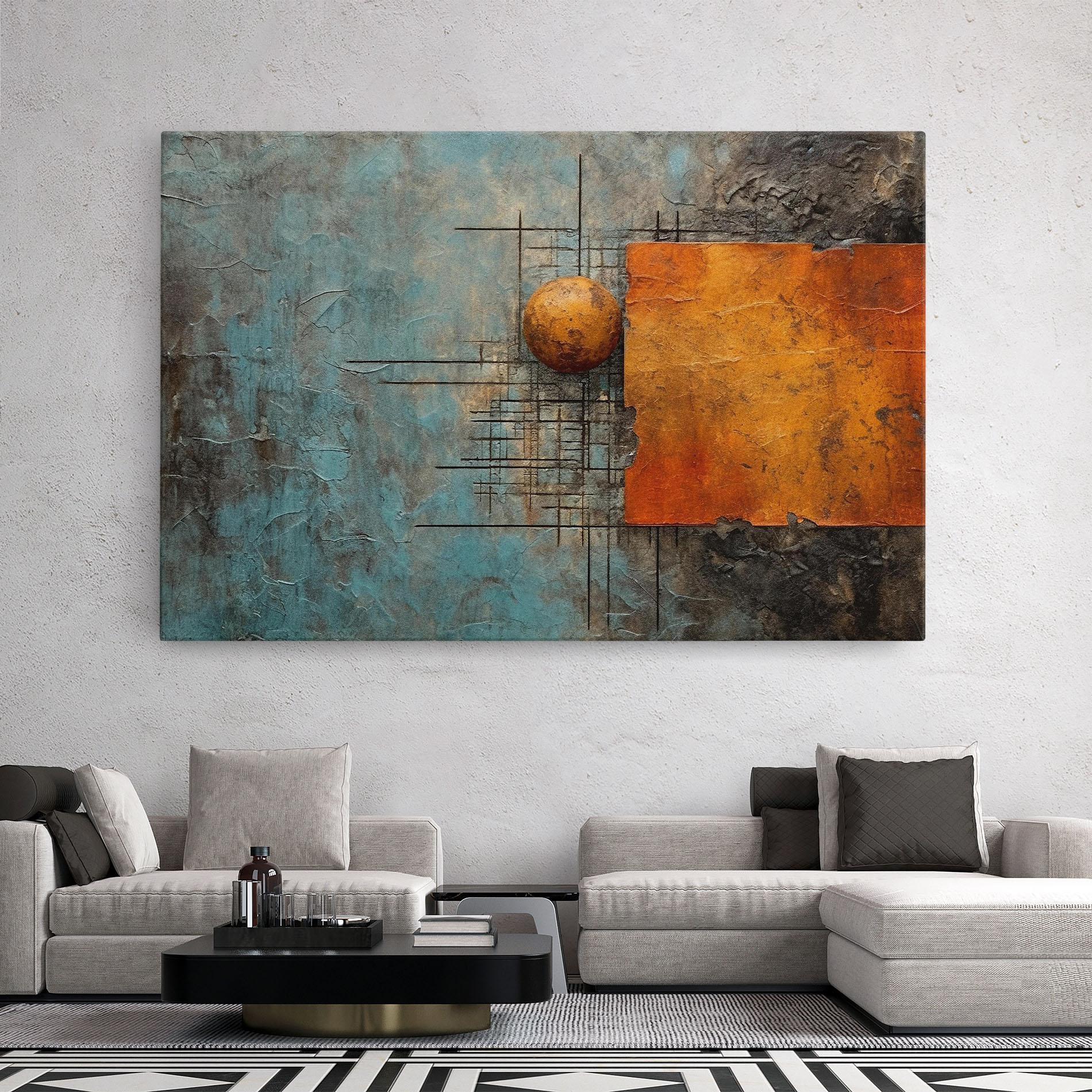Leinwandbild Orange Square Painting mockup 2