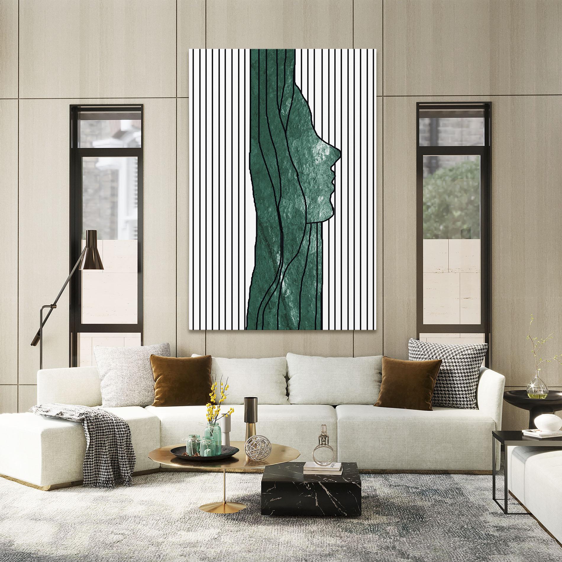 Leinwandbild Abstract Green Face mockup 2