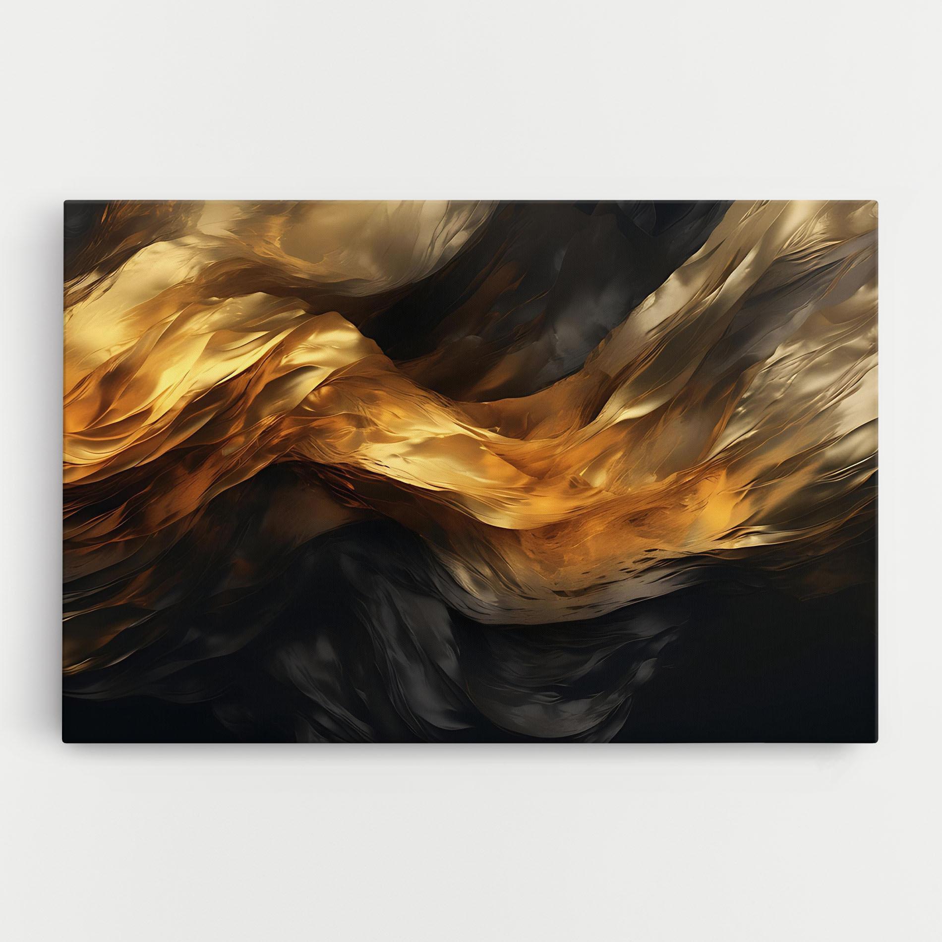 Leinwandbild Golden Waves With Black mockup 0