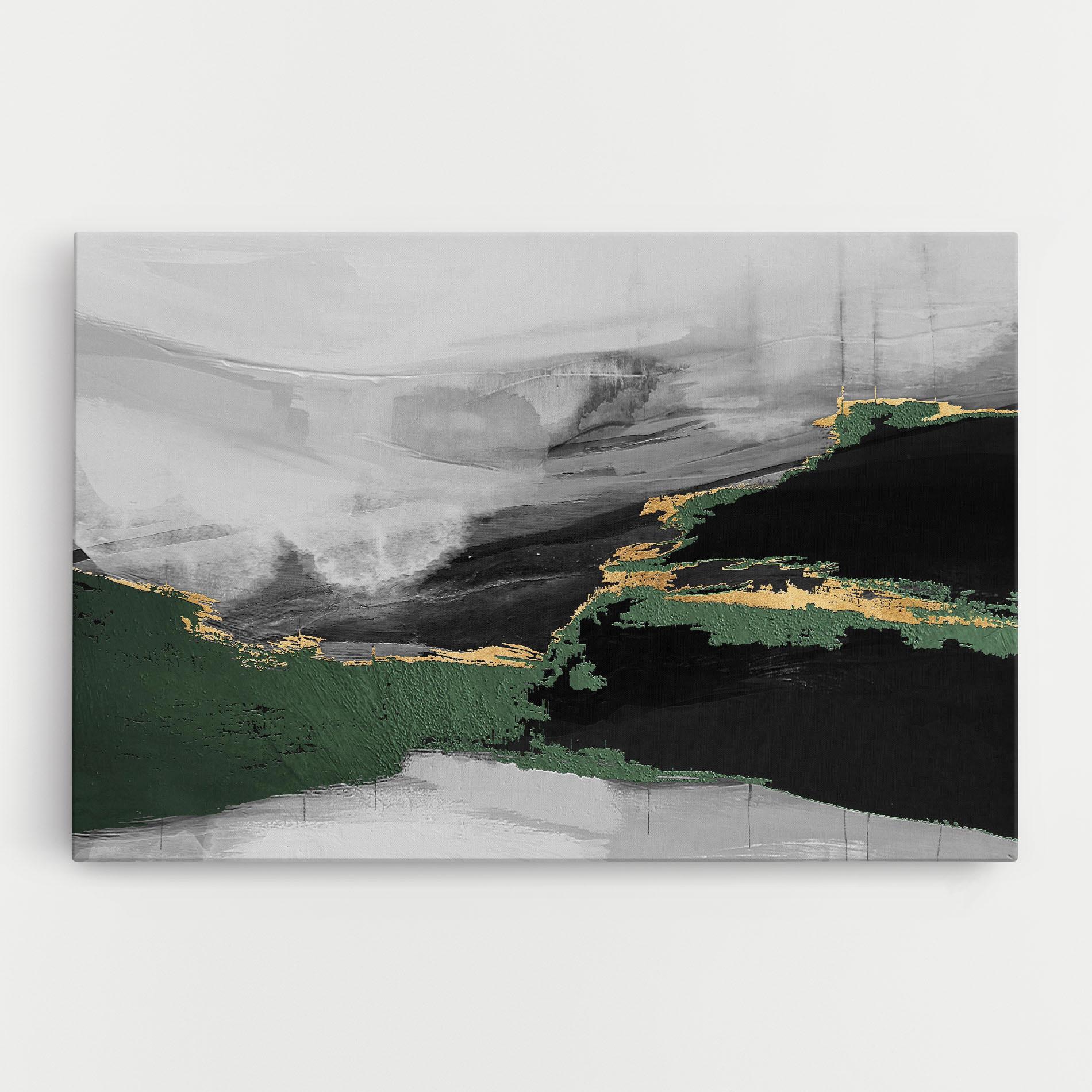 Leinwandbild Grey With Green Painting mockup 0