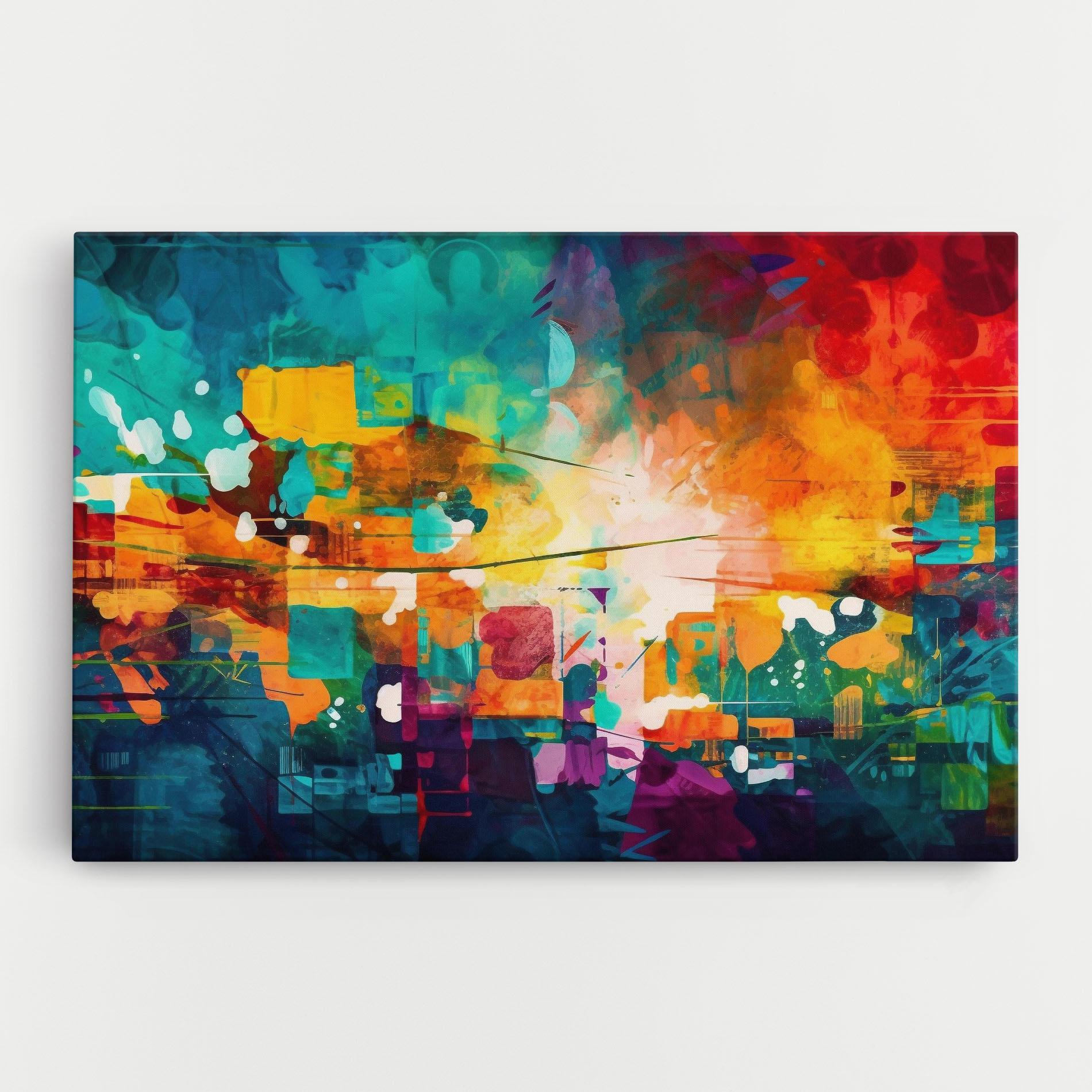 Leinwandbild Vibrant Colors On Blue Background mockup 0