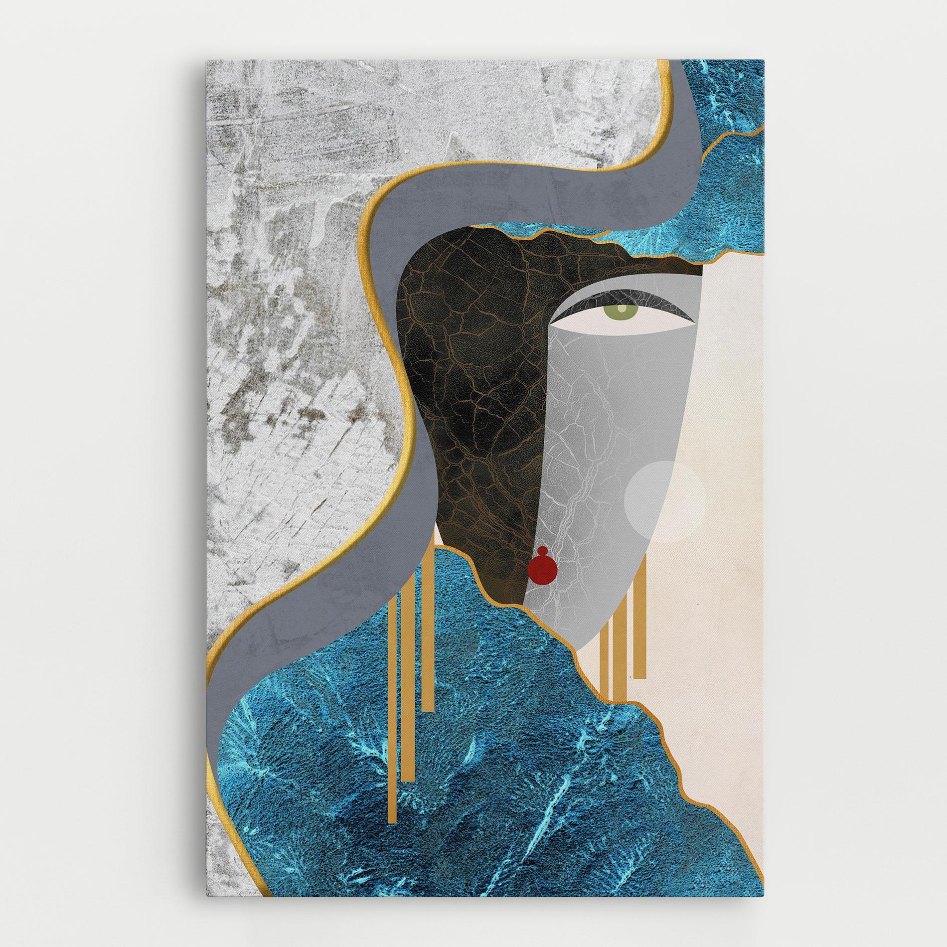 Leinwandbild Abstract Blue Face mockup 0