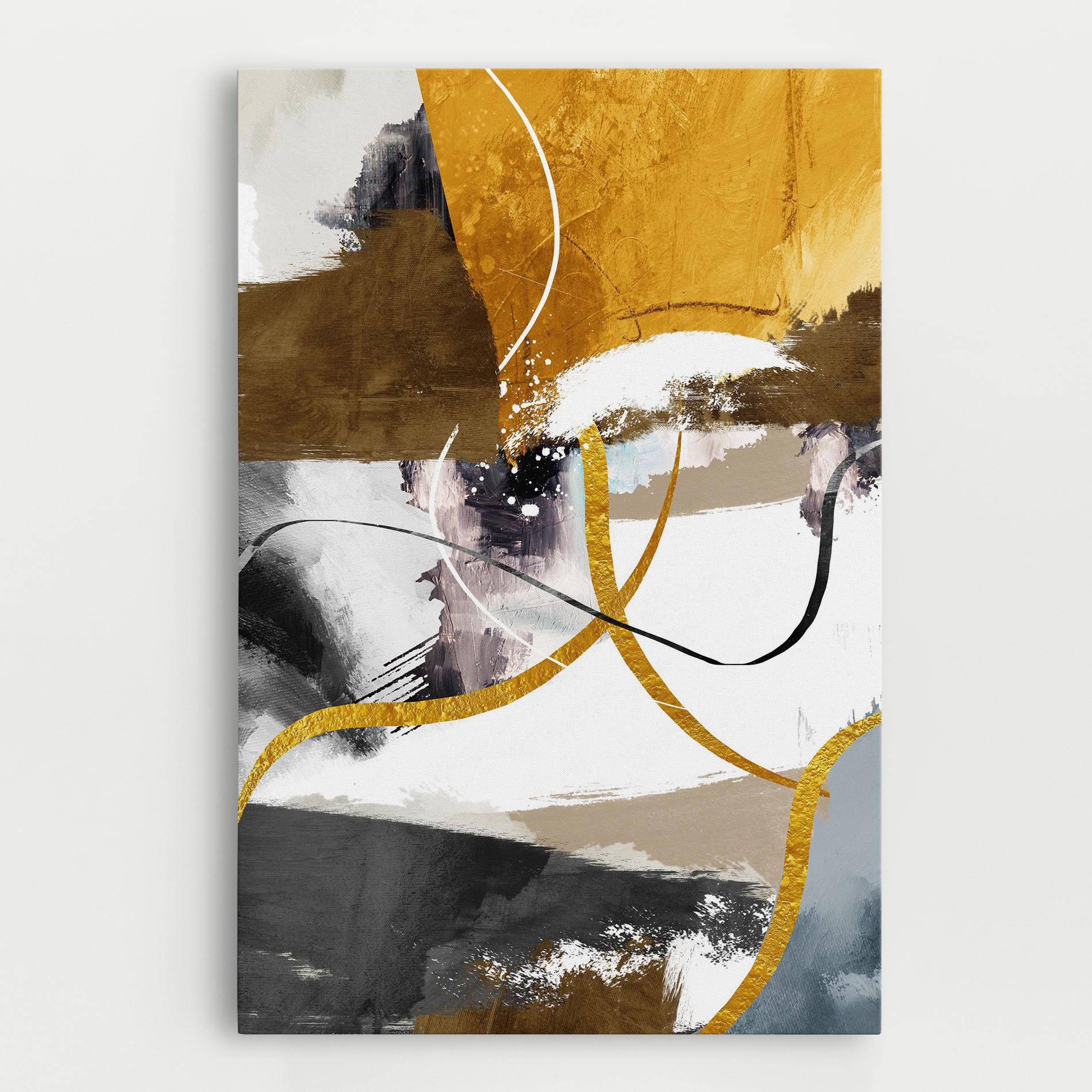 Leinwandbild Chaotic Golden Painting mockup 0