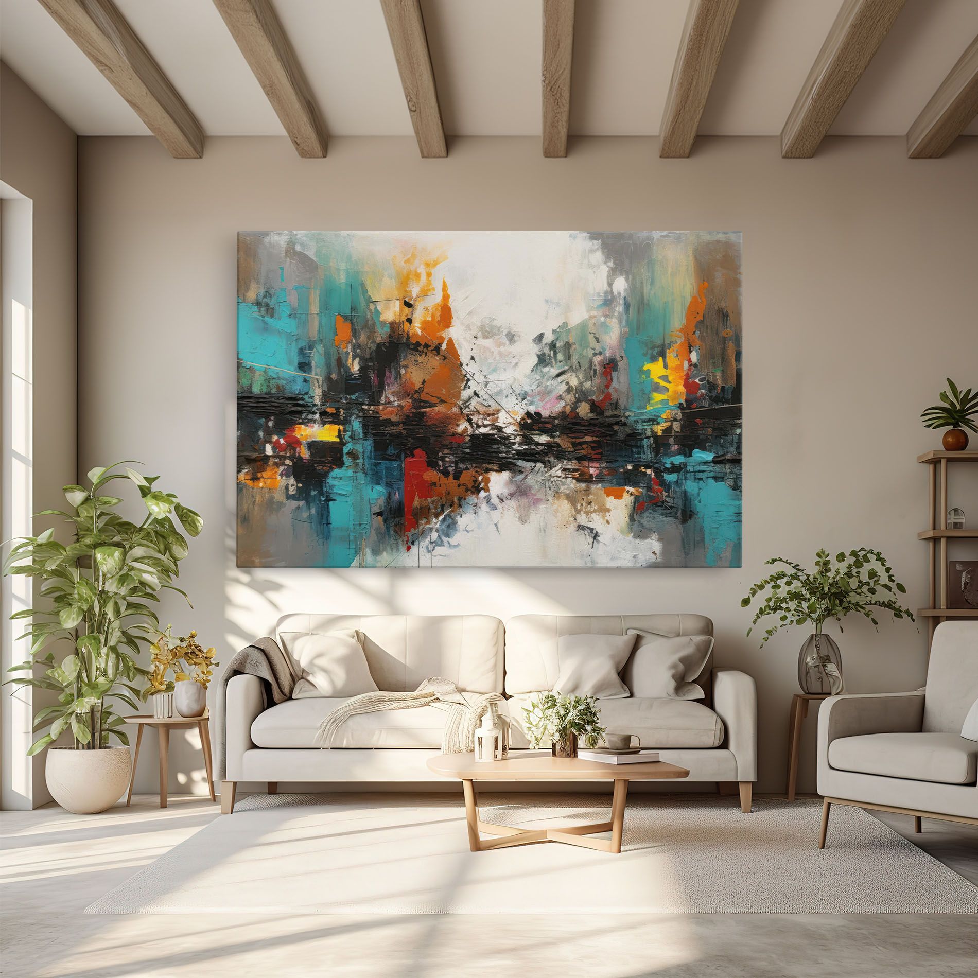 Leinwandbild Abstract City Painting