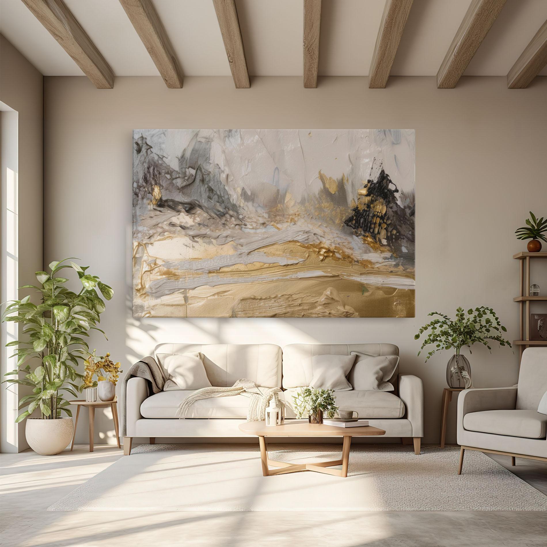 Leinwandbild Abstract White Waves mockup 6