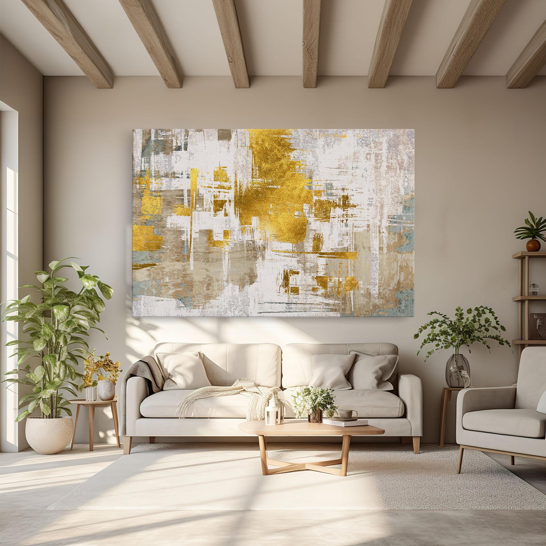 Leinwandbild Gold And White Brush mockup 6