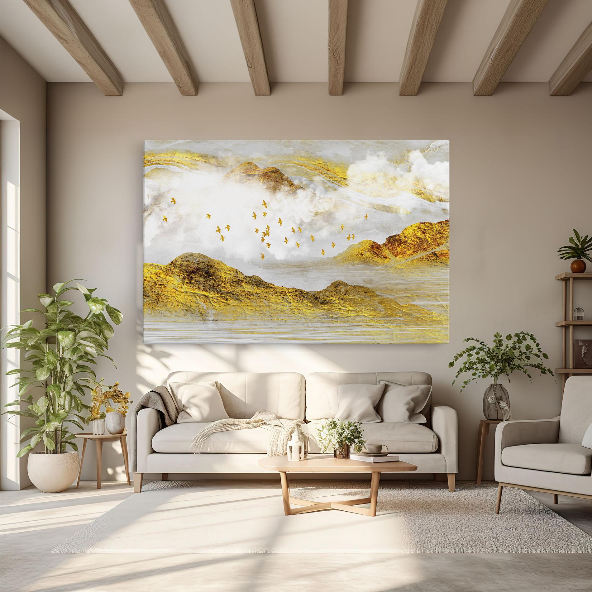 Leinwandbild Gold Mountains Abstract mockup 6