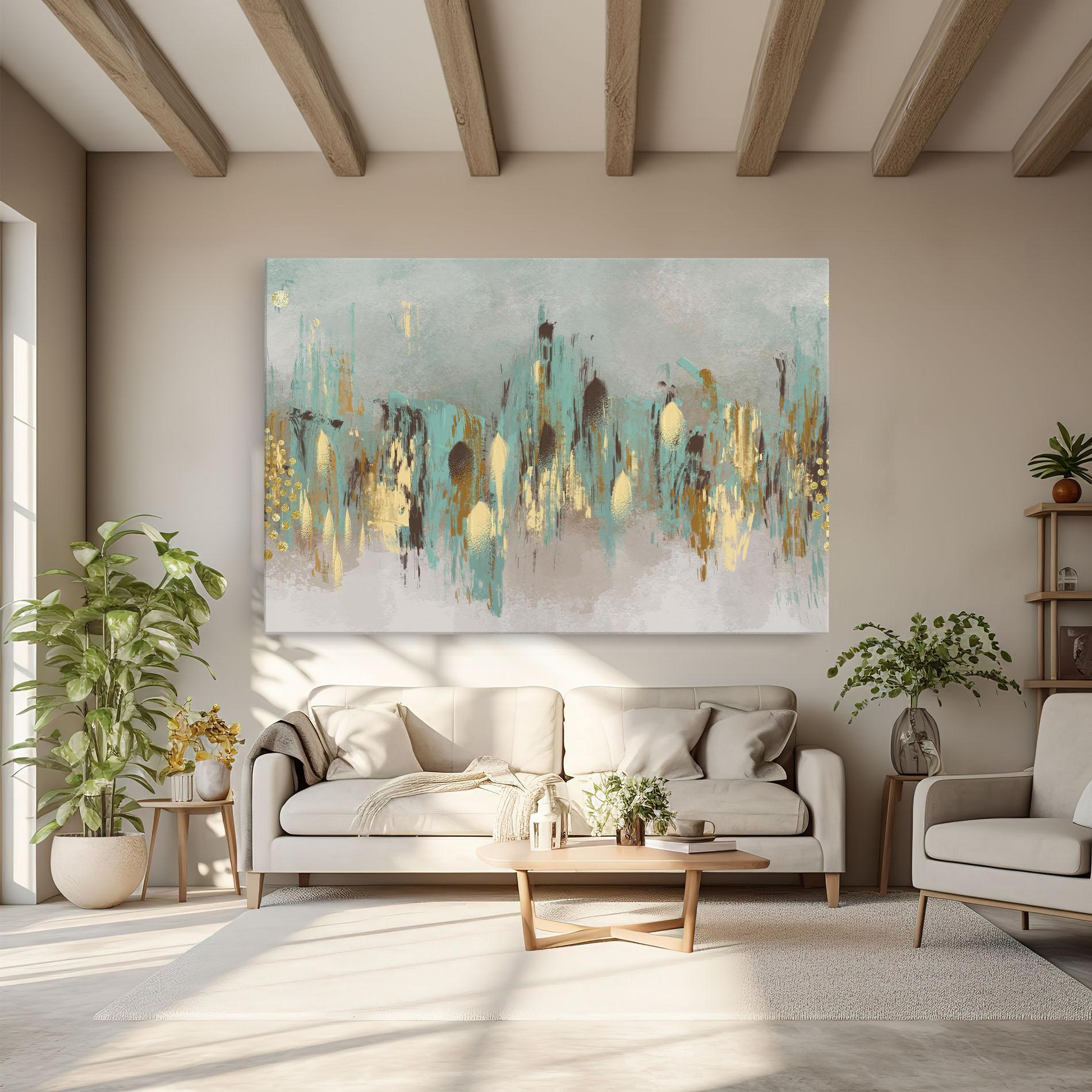 Leinwandbild Gold Spiral Points mockup 6