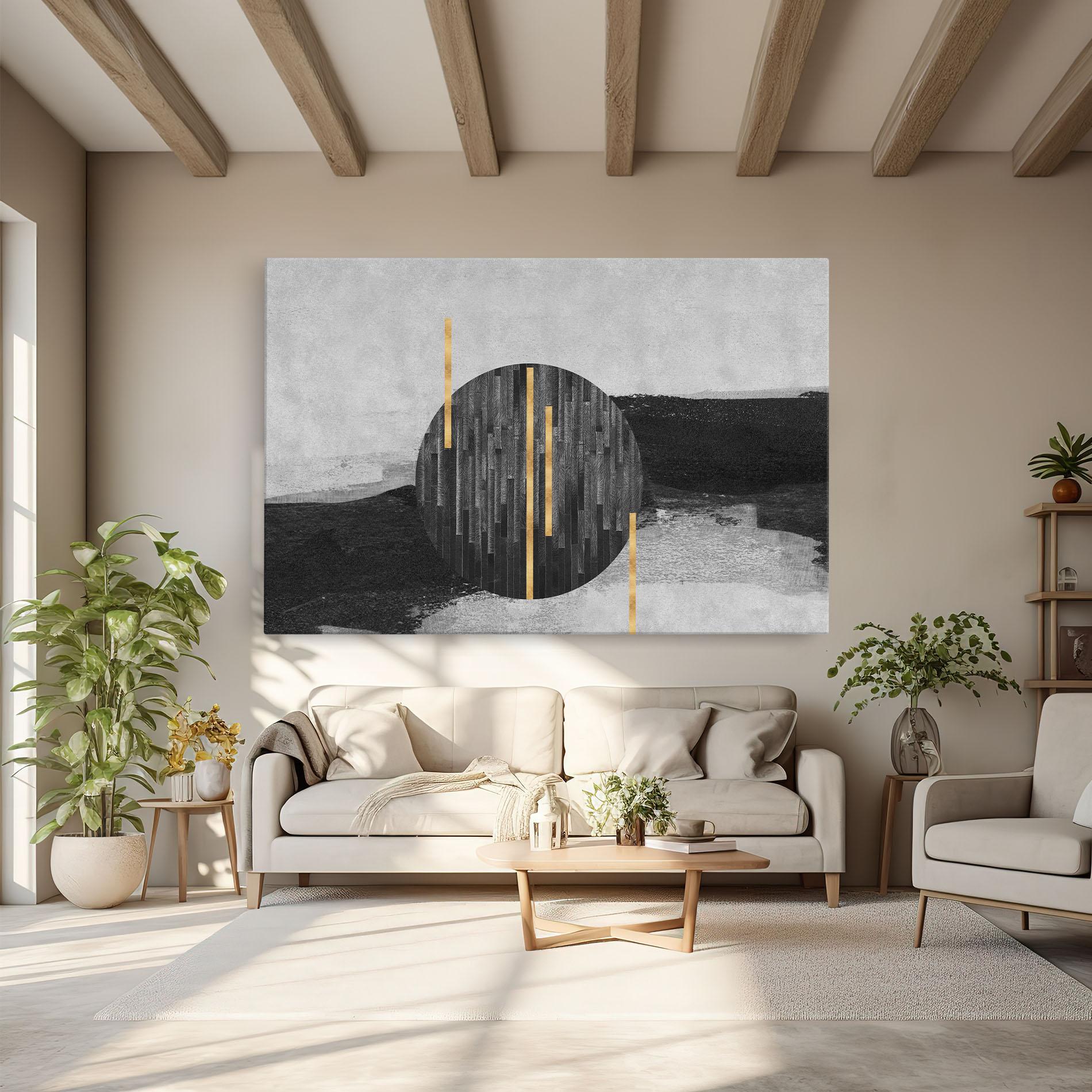 Leinwandbild Modern Circle With Gold mockup 6