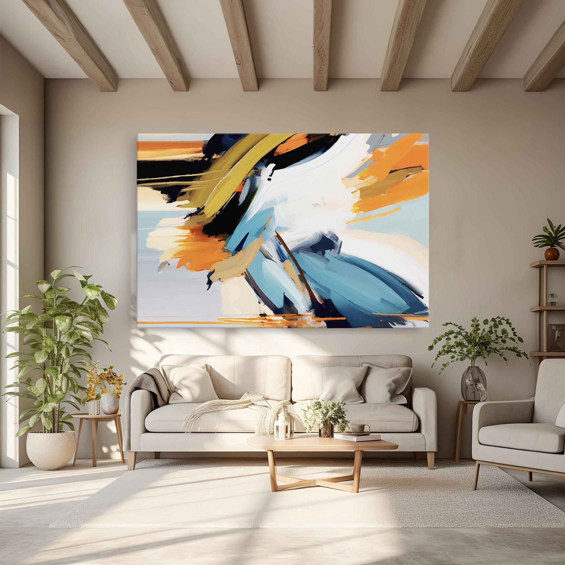 Leinwandbild Orange Blue Art mockup 6