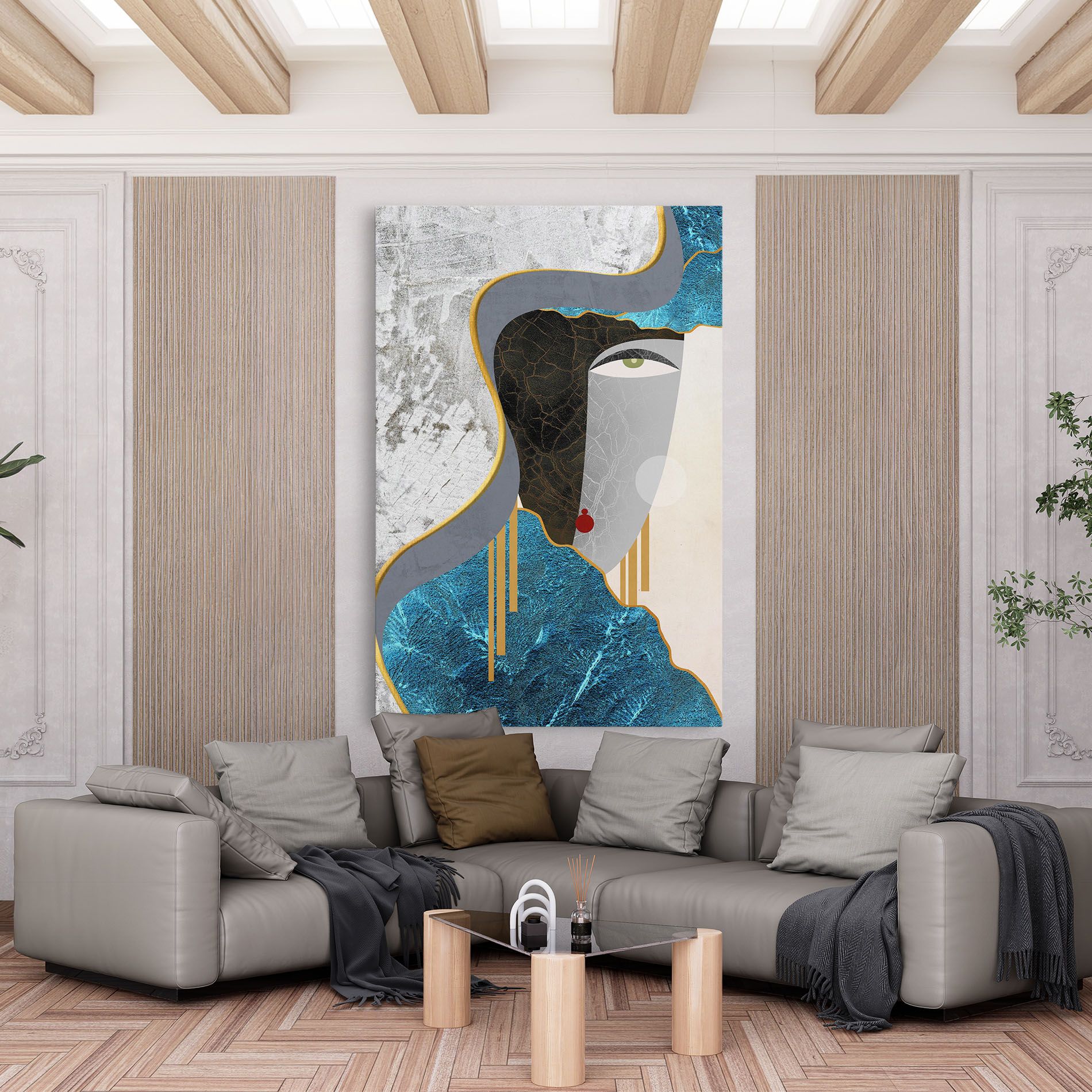 Abstract Blue Face mockup 6