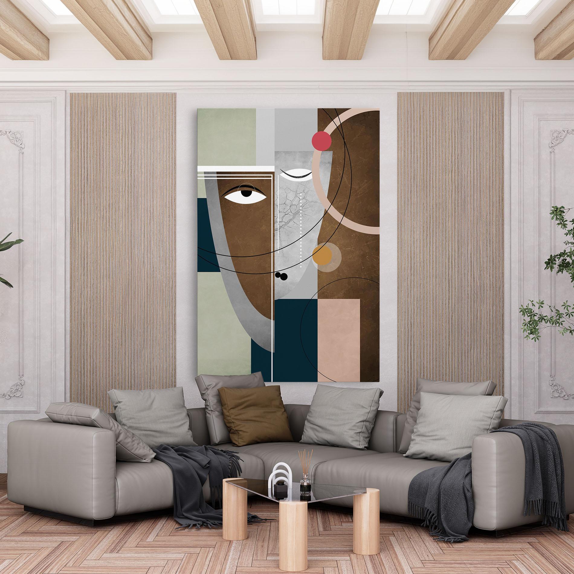 Leinwandbild Abstract Brown Face mockup 6