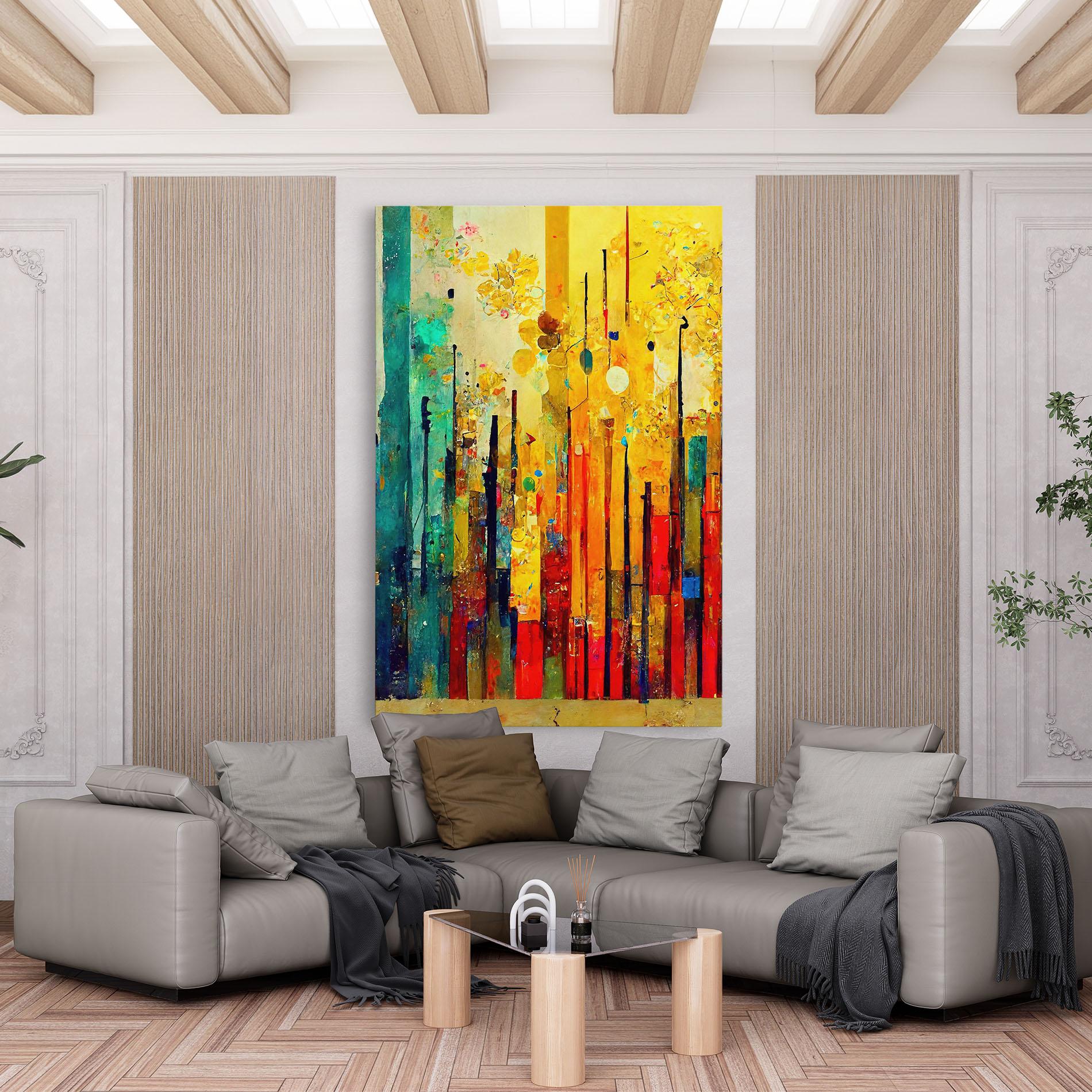 Leinwandbild Black Lines On Yellow Light mockup 6