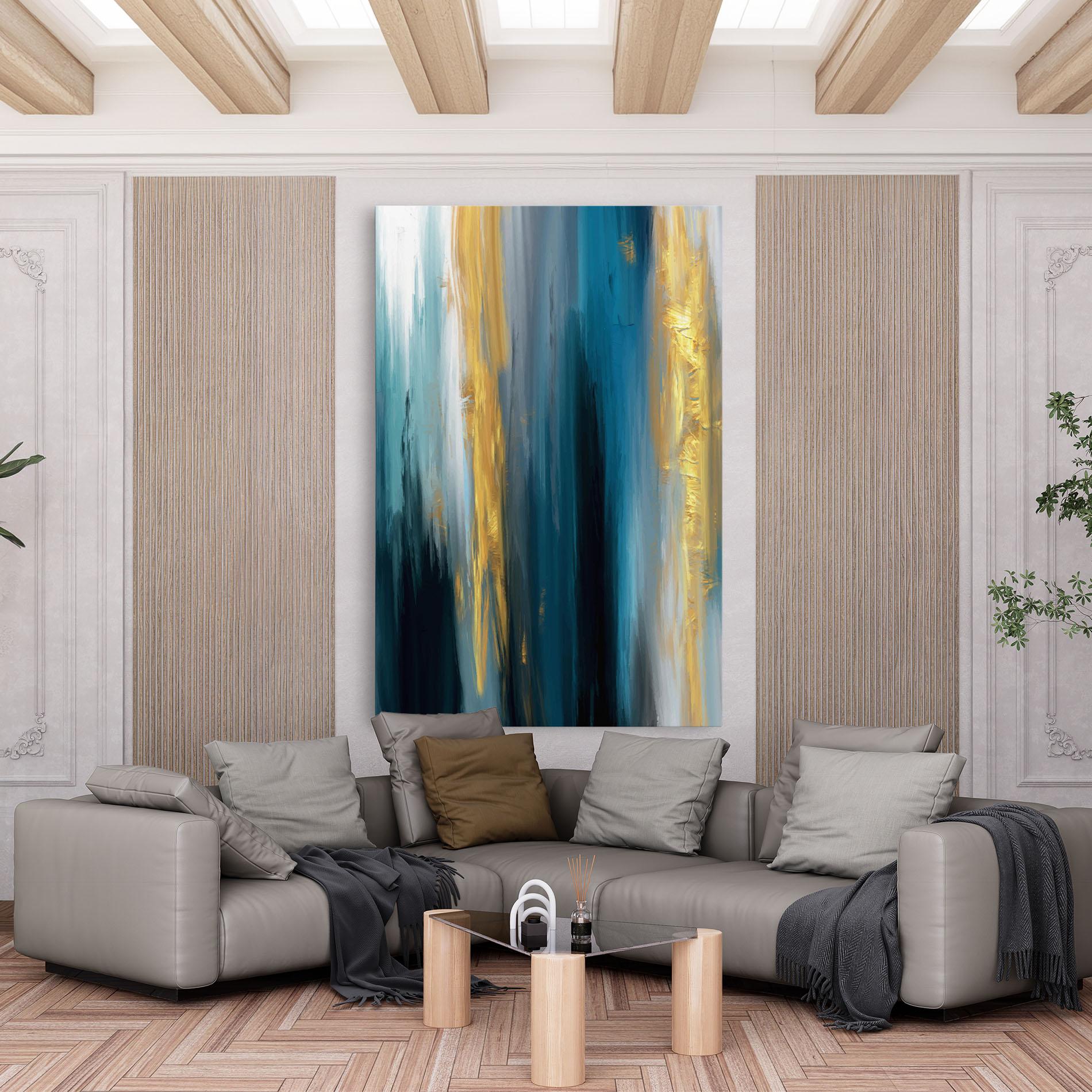 Leinwandbild Golden Black Blue Art mockup 6