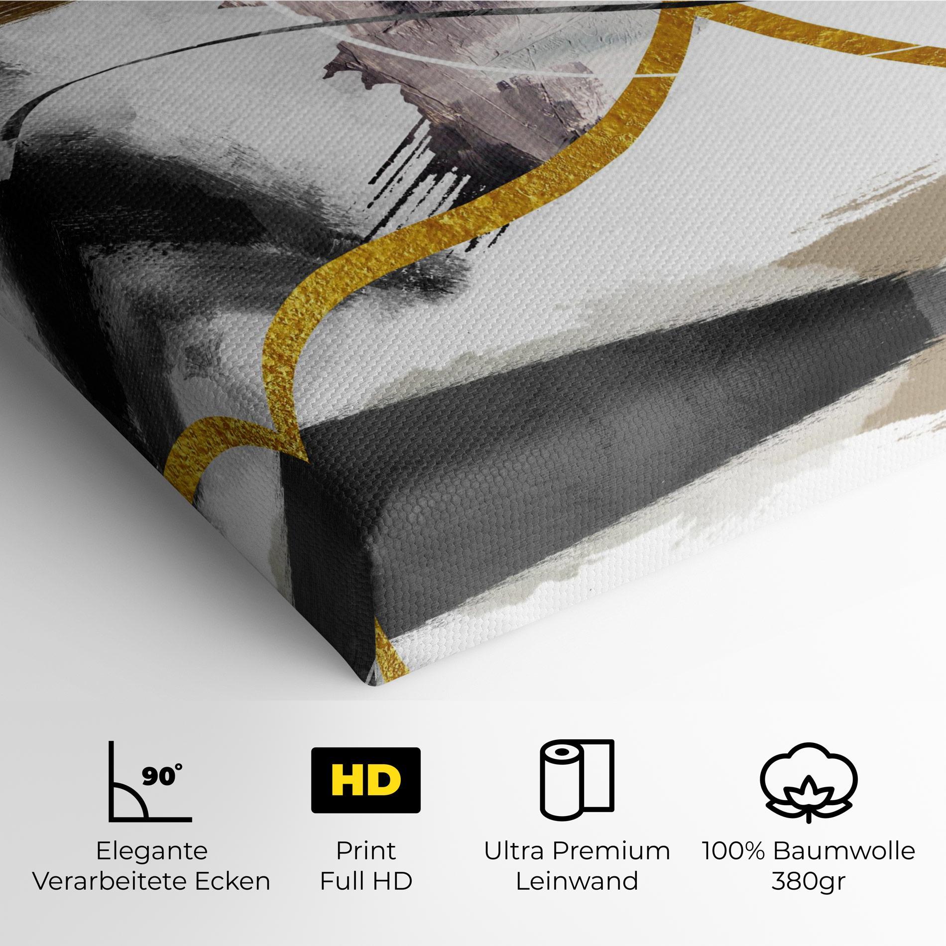 Leinwandbild Chaotic Golden Painting mockup 4