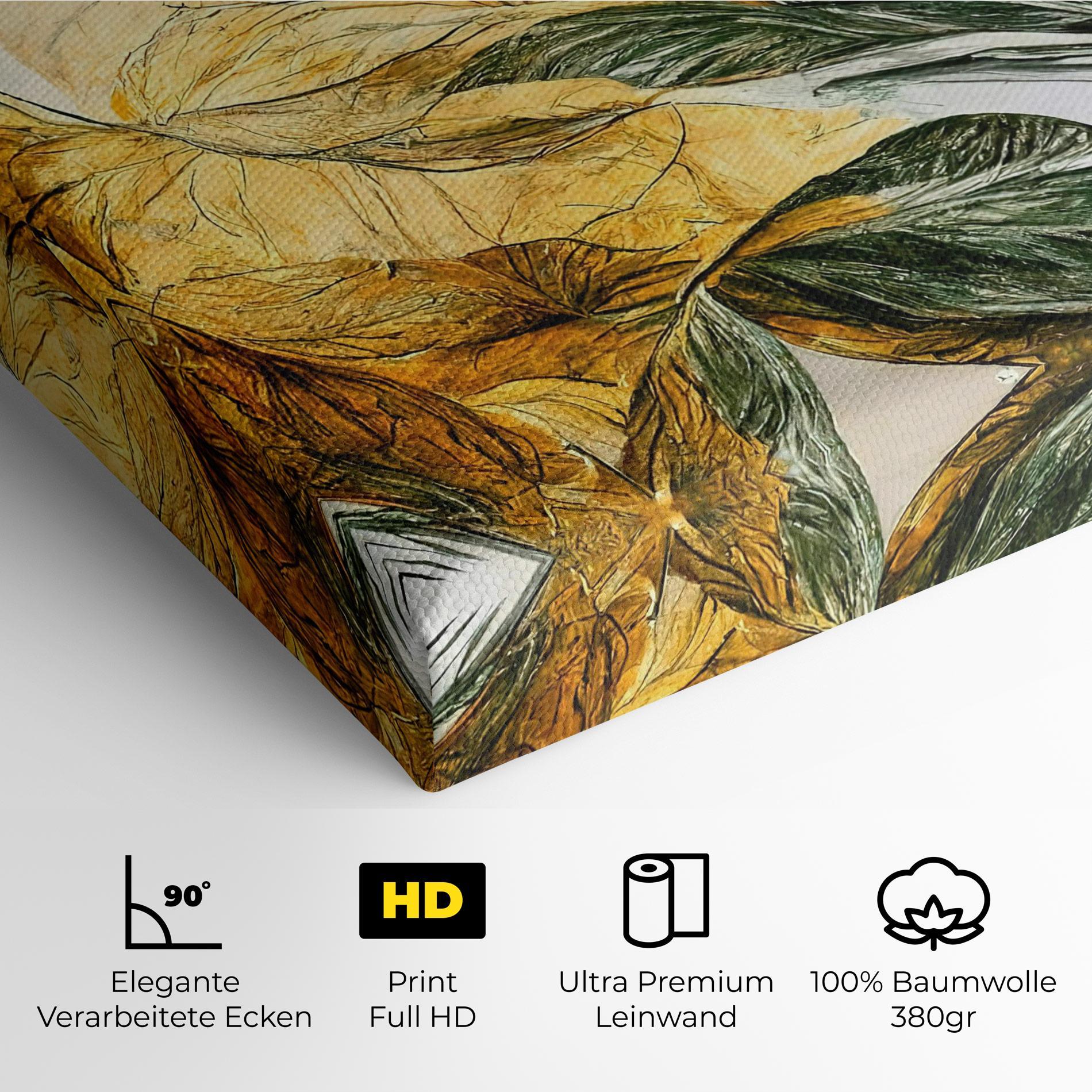 Leinwandbild Gold And Green Leafes mockup 4