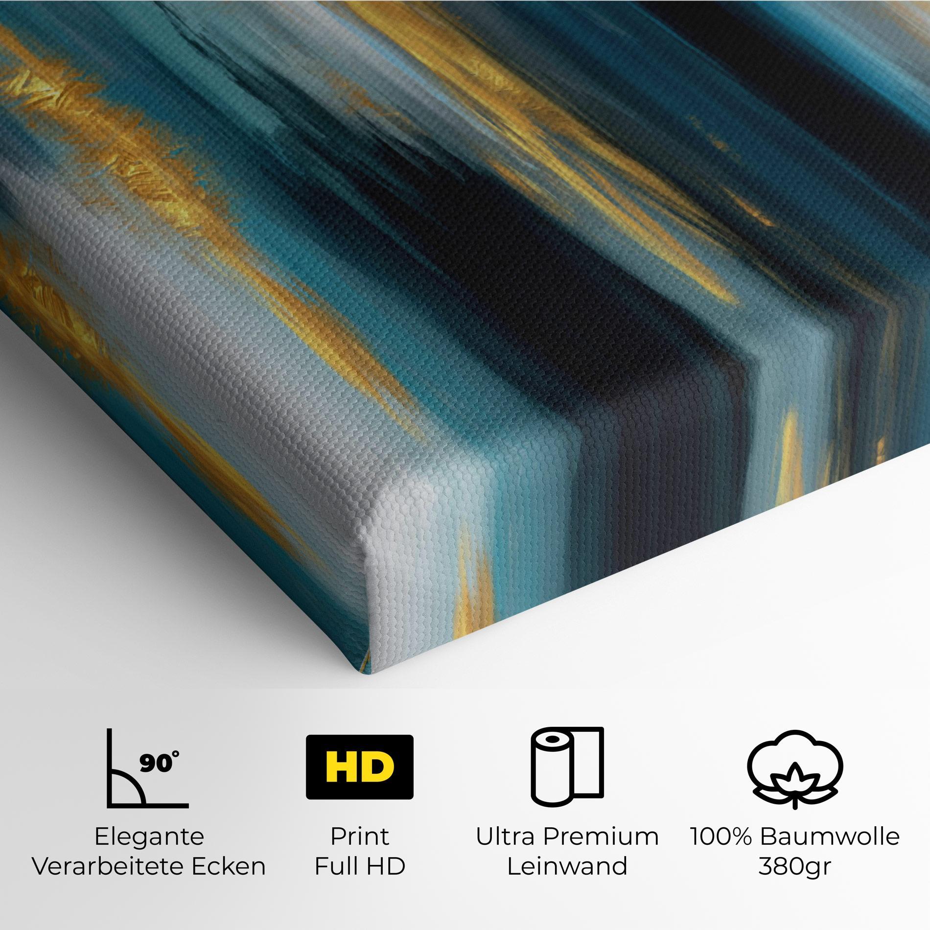 Leinwandbild Golden Black Blue Art mockup 4