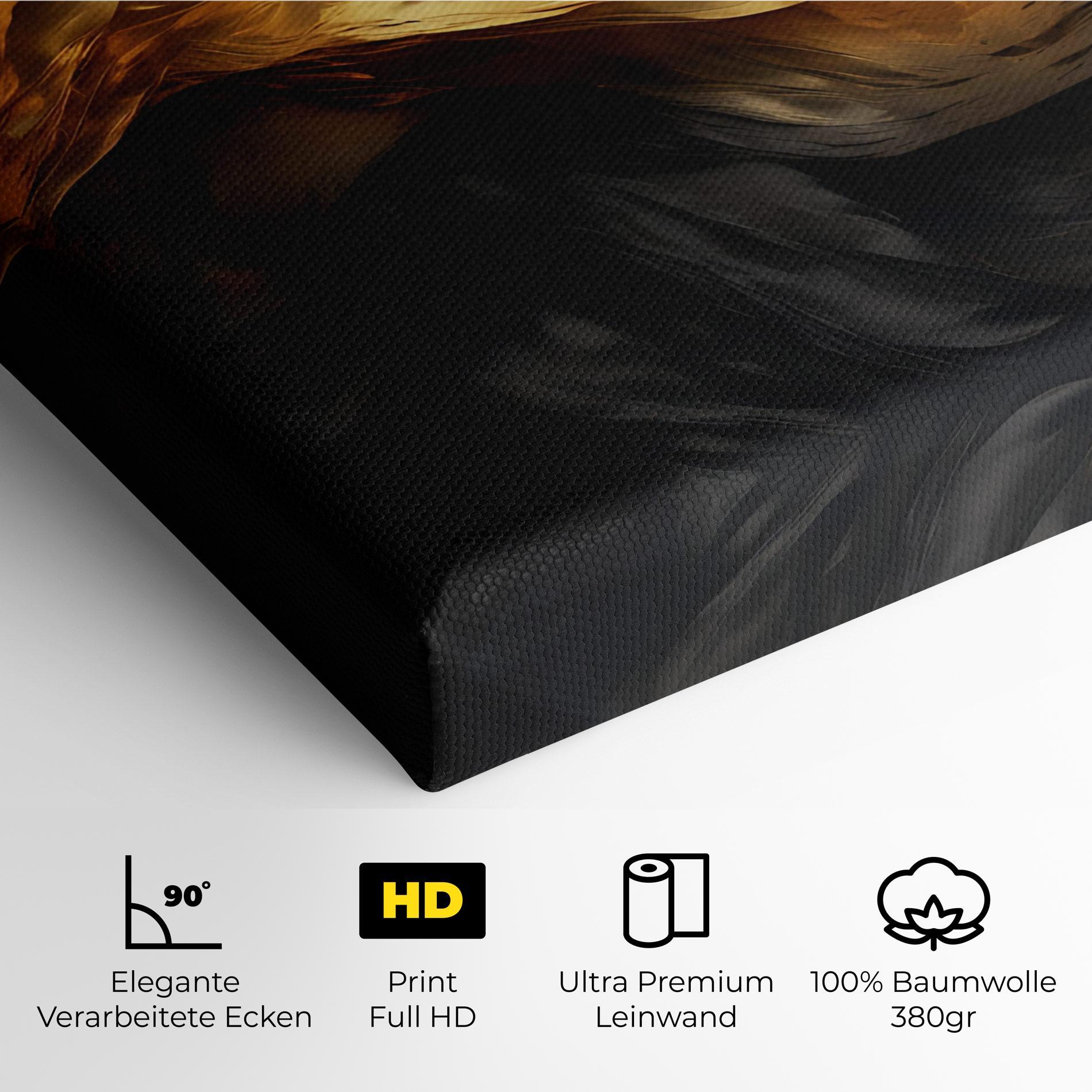 Leinwandbild Golden Waves With Black mockup 4