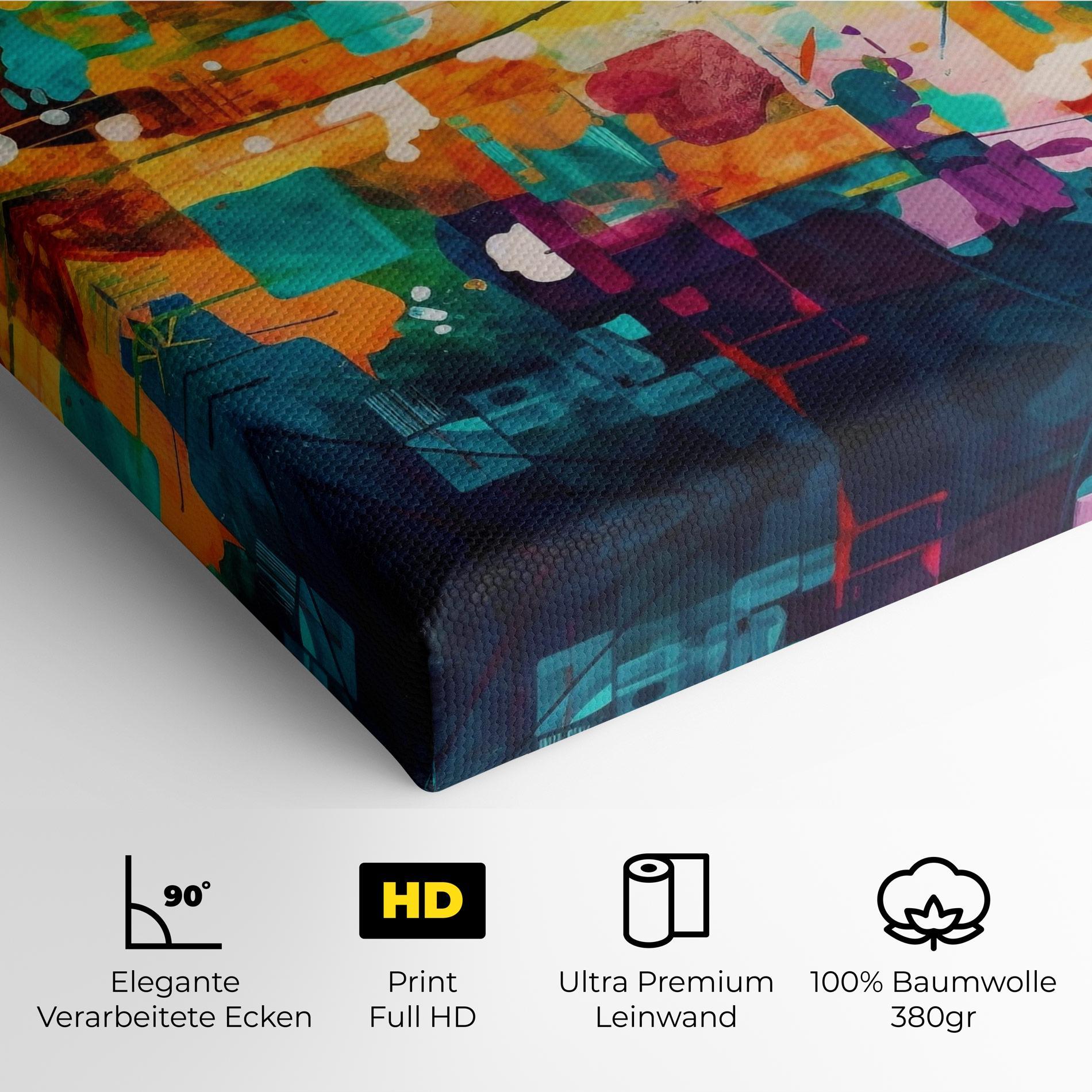 Leinwandbild Vibrant Colors On Blue Background mockup 4