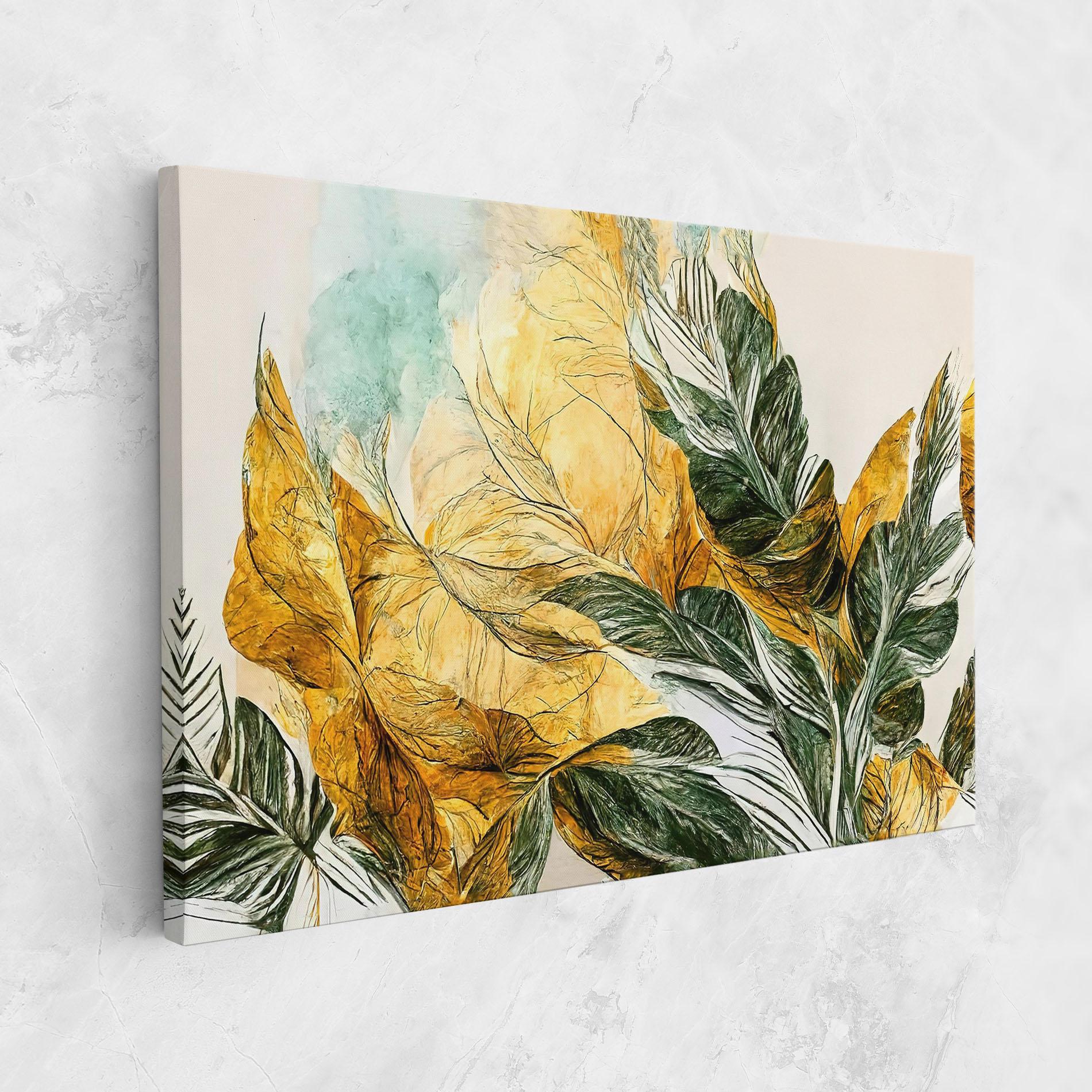 Leinwandbild Gold And Green Leafes mockup 1