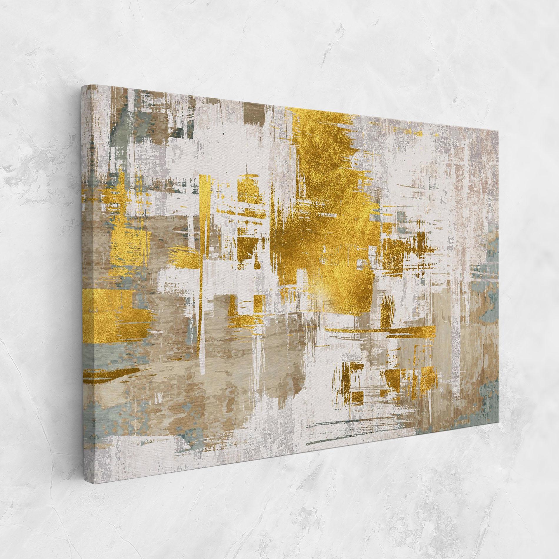 Leinwandbild Gold And White Brush mockup 1