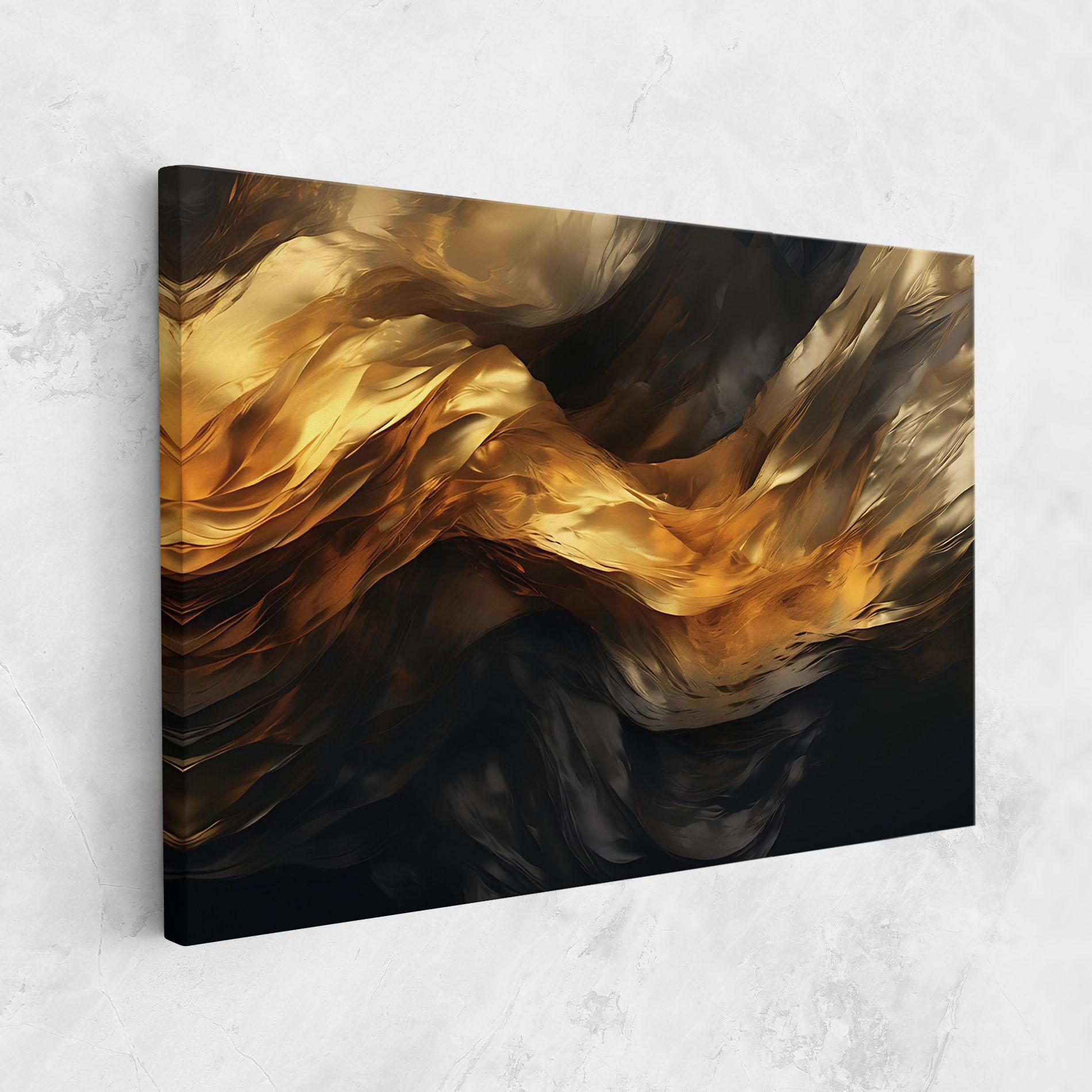 Leinwandbild Golden Waves With Black mockup 1