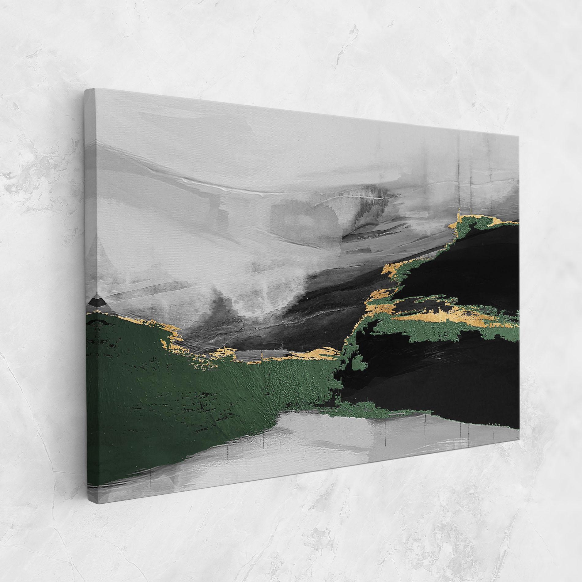 Leinwandbild Grey With Green Painting mockup 1