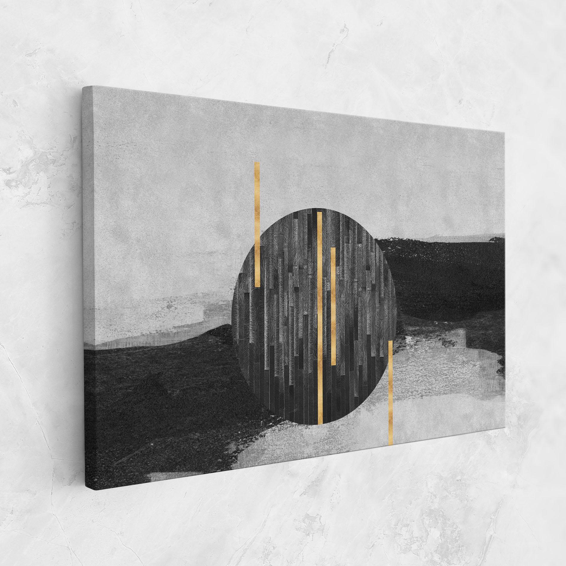 Leinwandbild Modern Circle With Gold mockup 1