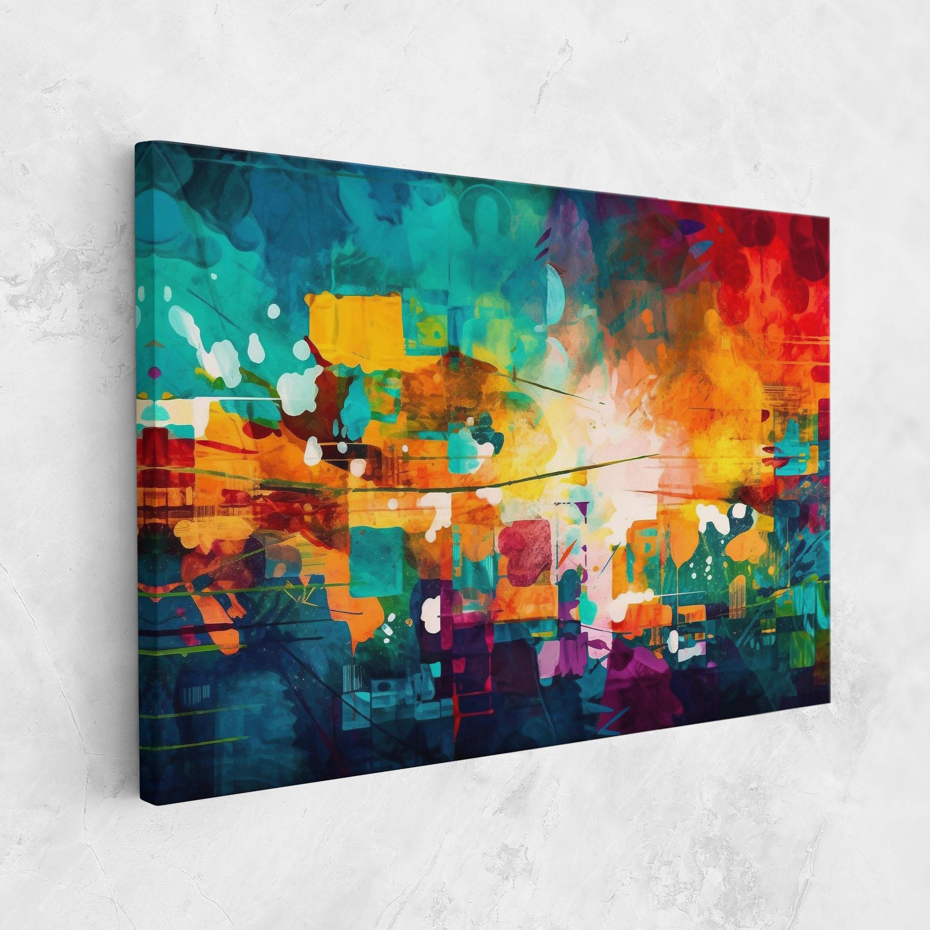 Leinwandbild Vibrant Colors On Blue Background mockup 1