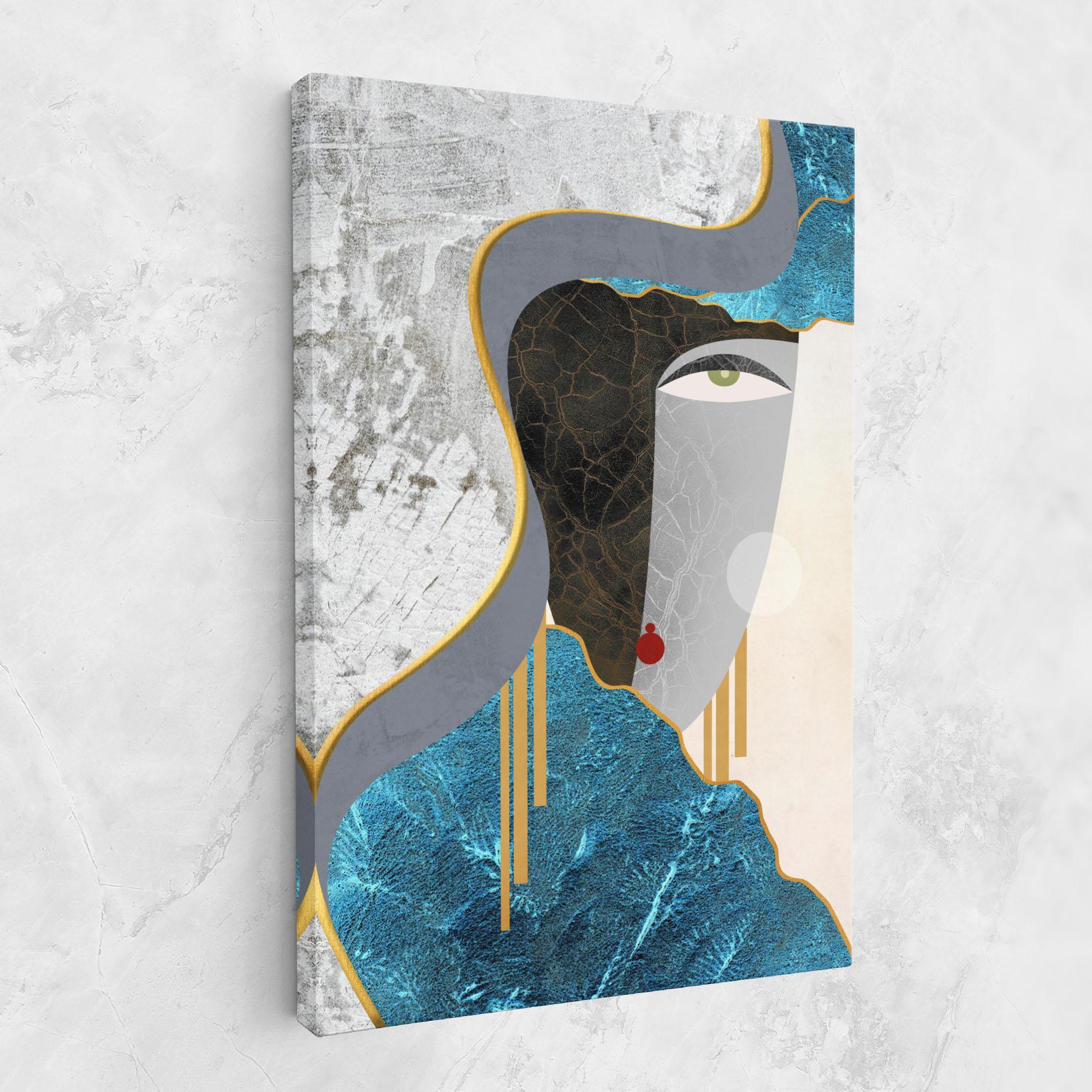 Leinwandbild Abstract Blue Face mockup 1