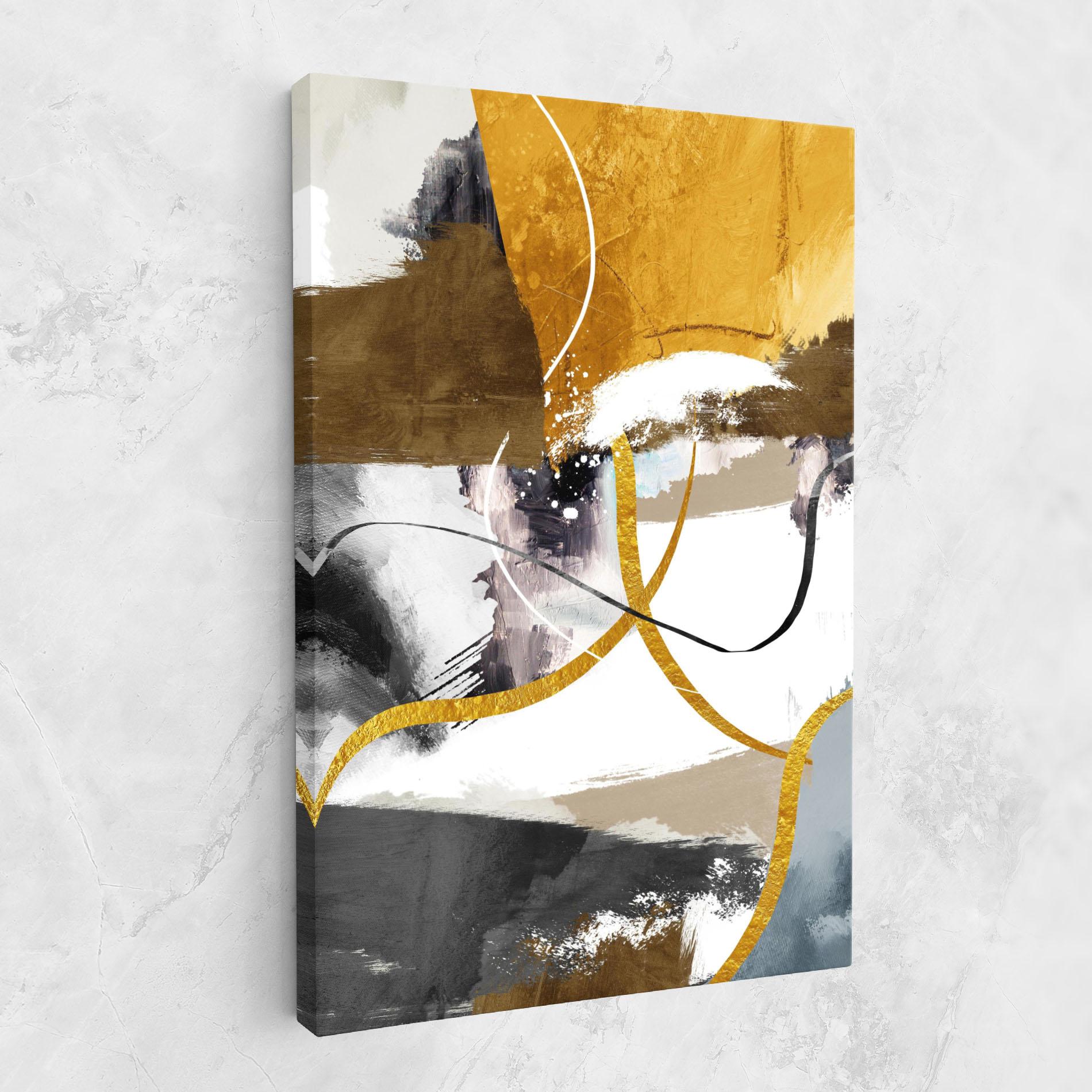 Leinwandbild Chaotic Golden Painting mockup 1