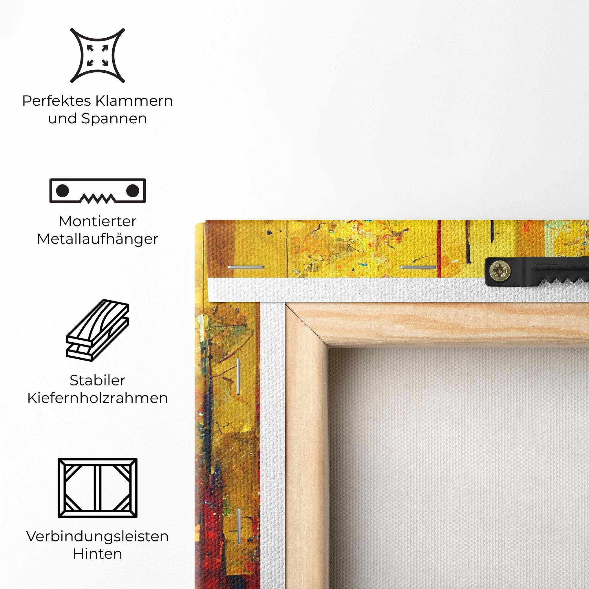 Leinwandbild Black Lines On Yellow Light mockup 5