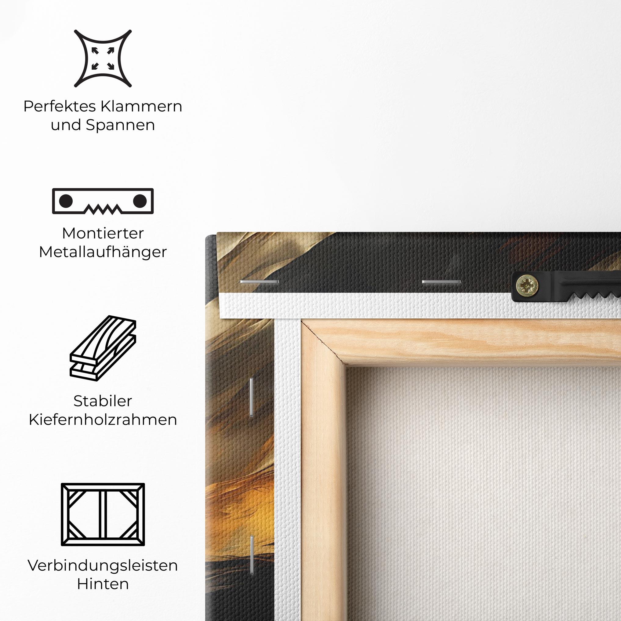 Leinwandbild Golden Waves With Black mockup 5