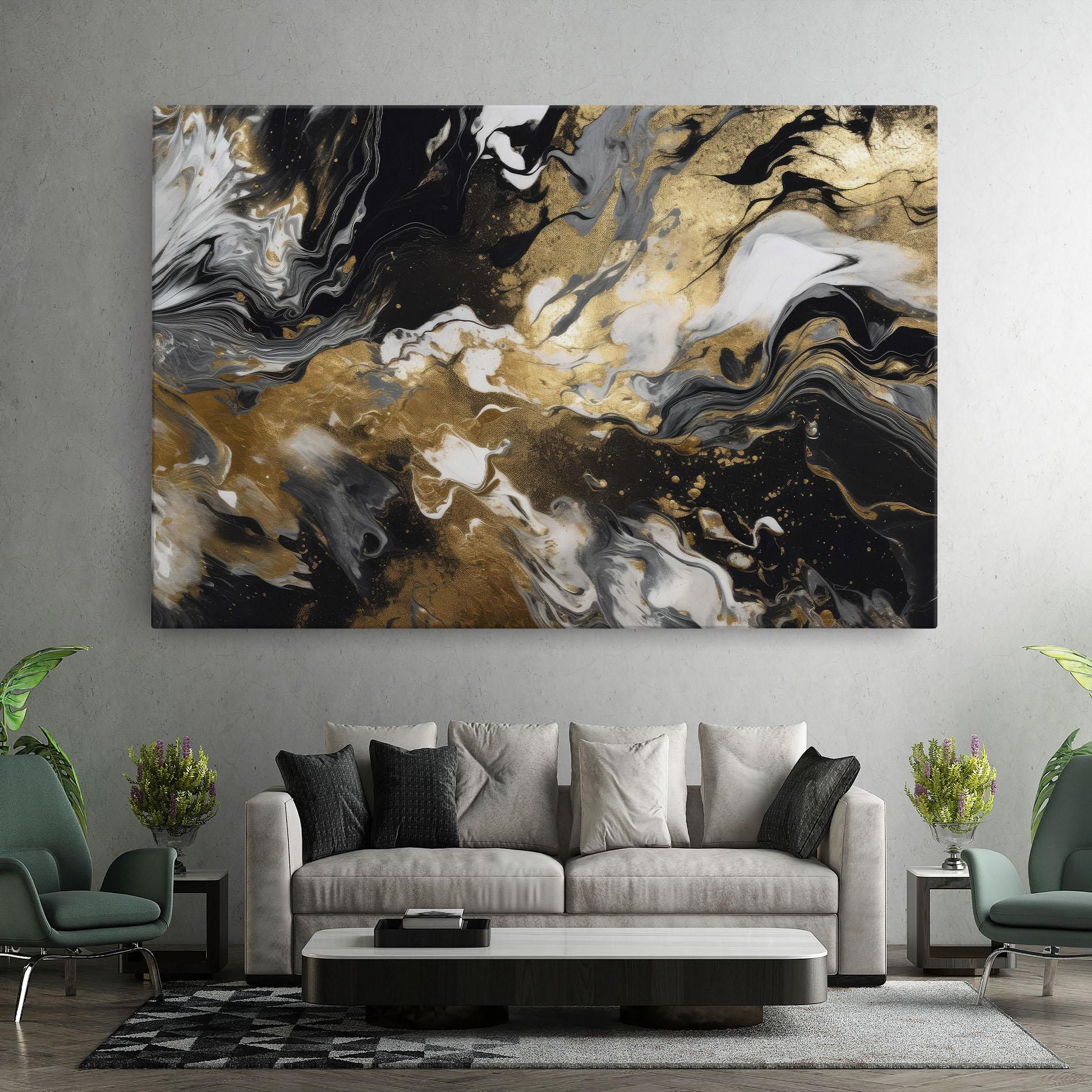 Leinwandbild Gold Acrylic Fluid mockup 7
