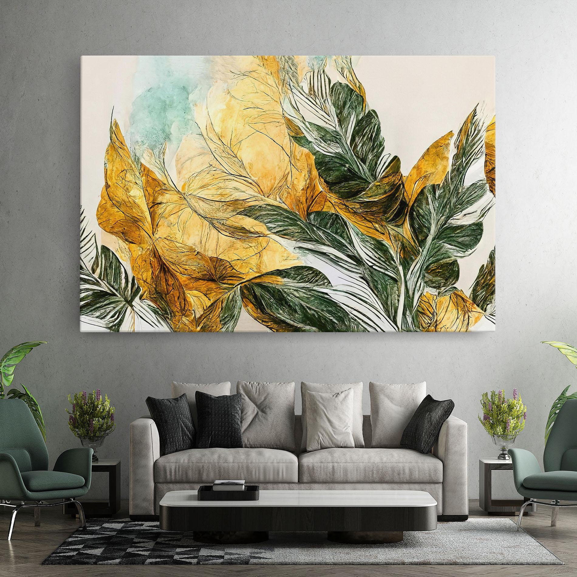 Leinwandbild Gold And Green Leafes mockup 7