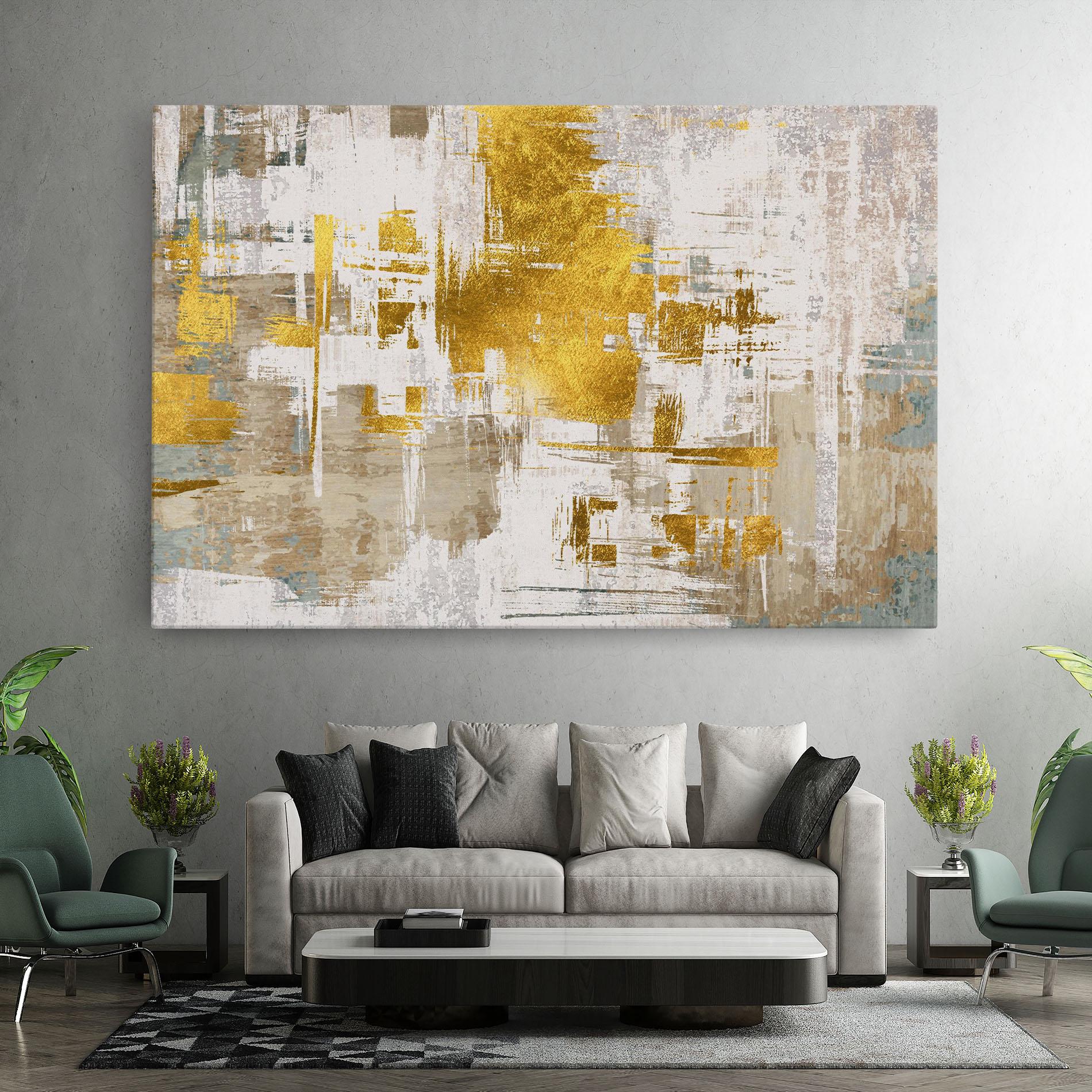 Leinwandbild Gold And White Brush mockup 7