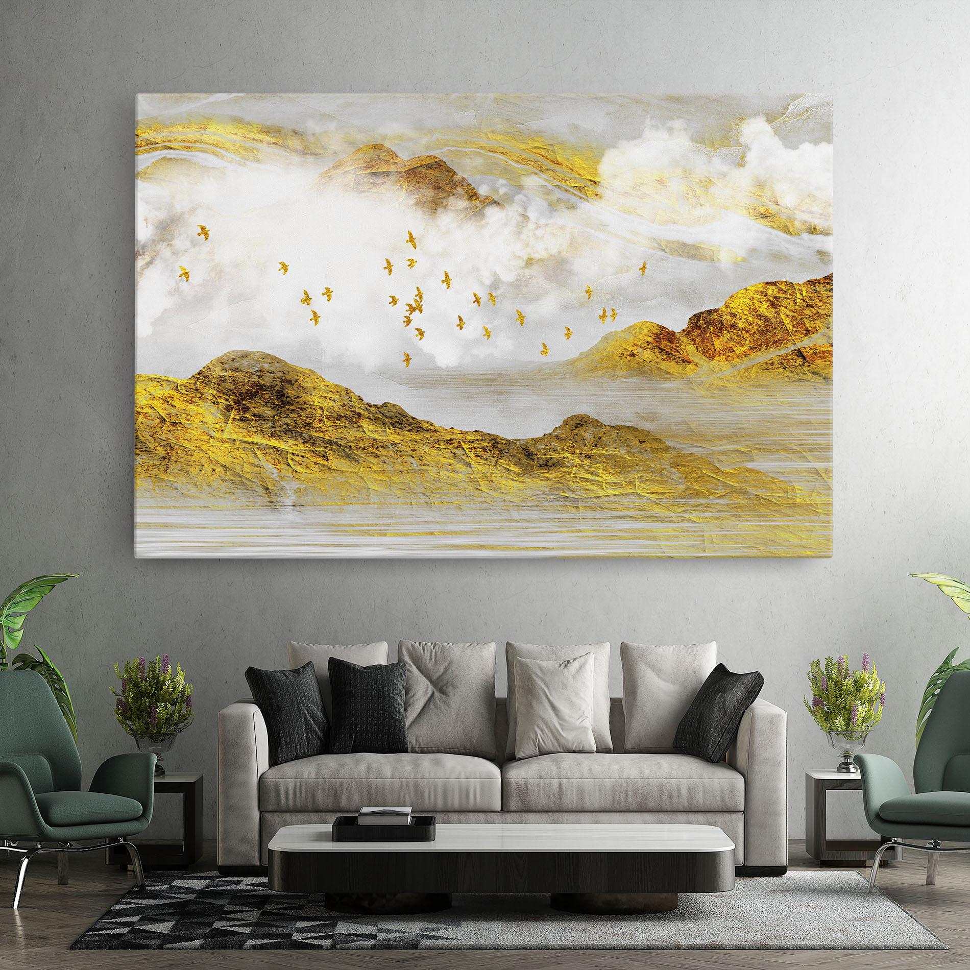 Leinwandbild Gold Mountains Abstract mockup 7