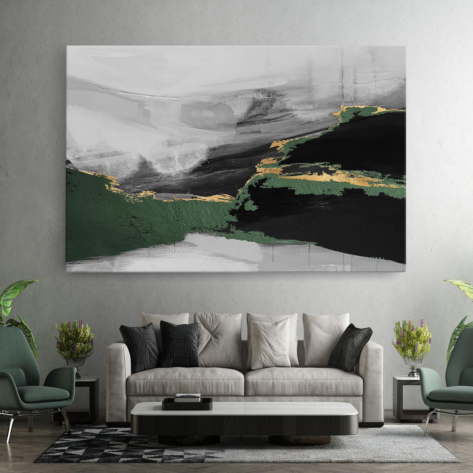 Leinwandbild Grey With Green Painting mockup 7