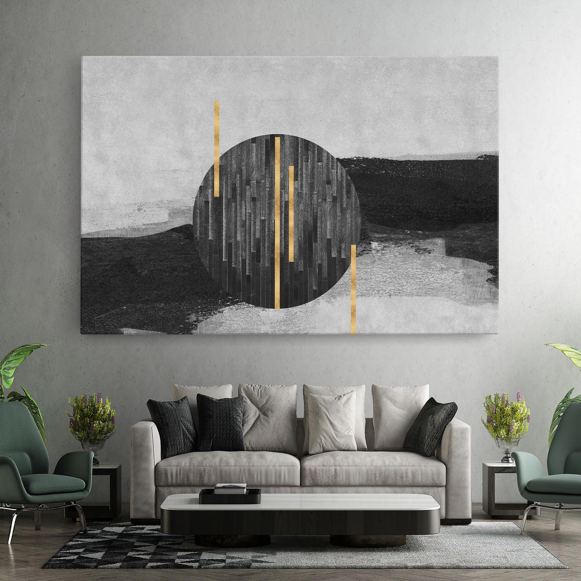 Leinwandbild Modern Circle With Gold mockup 7