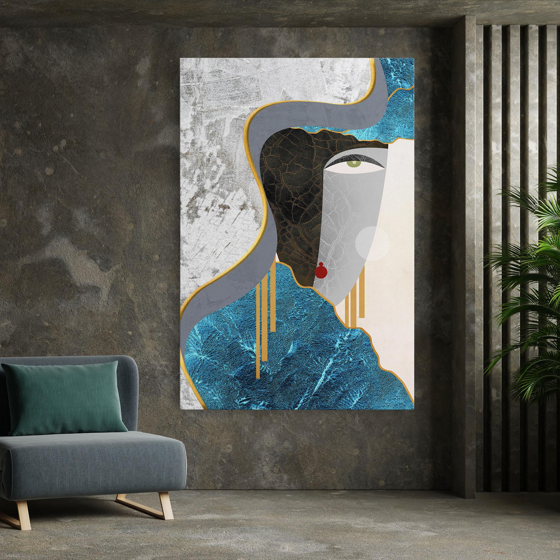 Leinwandbild Abstract Blue Face mockup 7