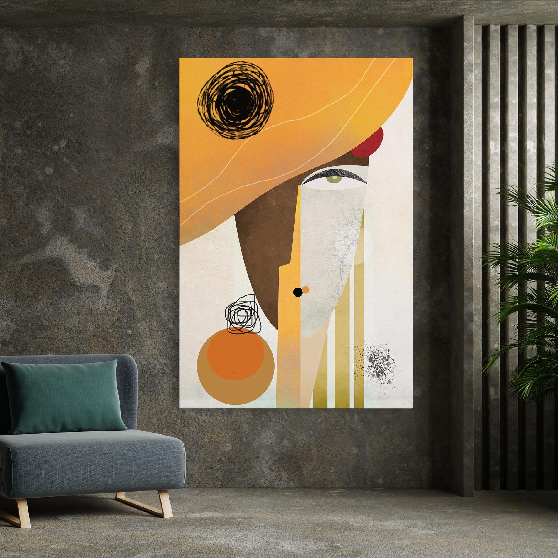 Leinwandbild Abstract Orange Face mockup 7