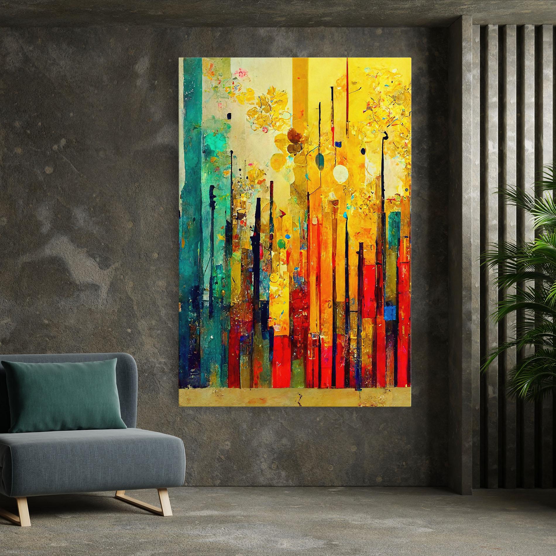 Leinwandbild Black Lines On Yellow Light mockup 7