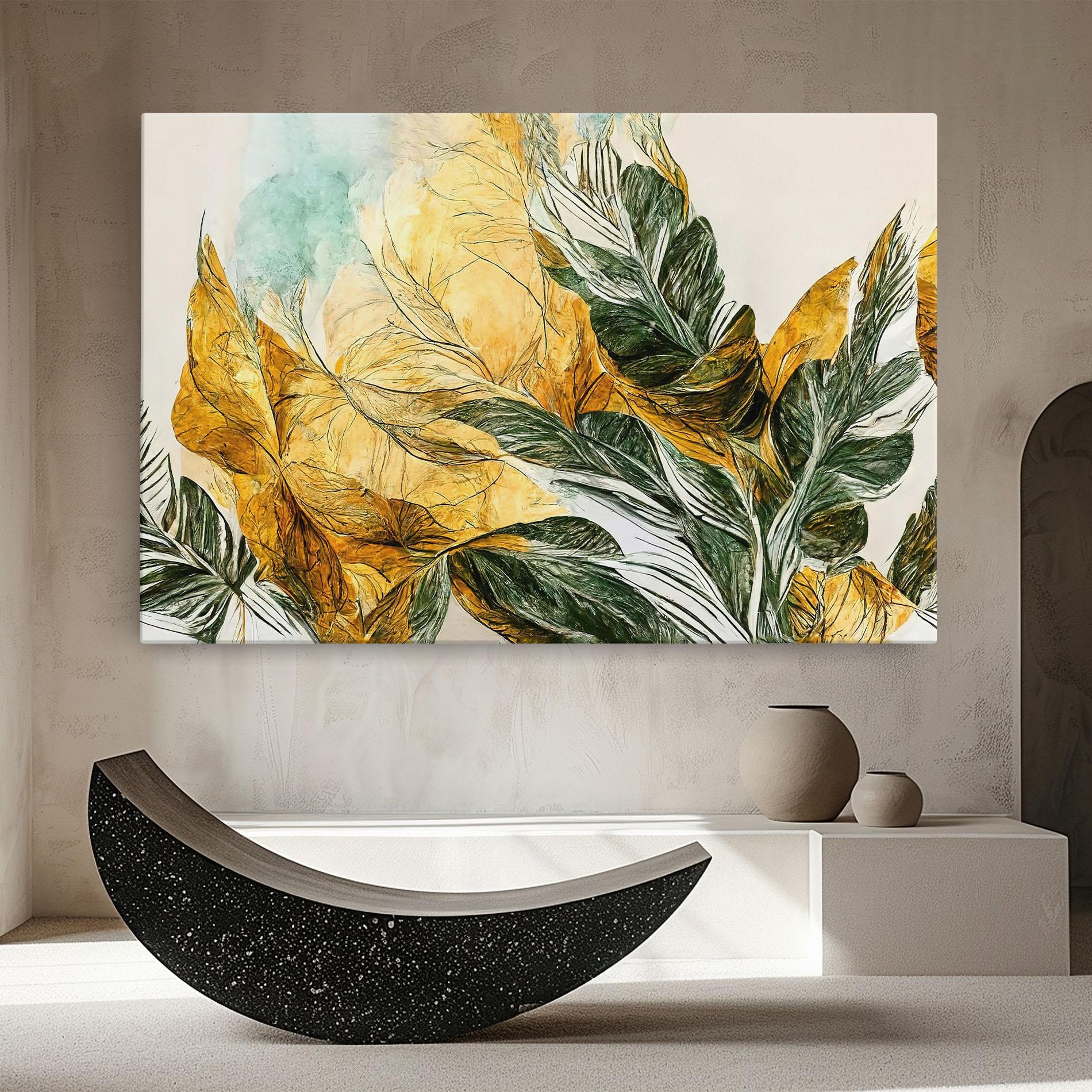 Leinwandbild Gold And Green Leafes mockup 8