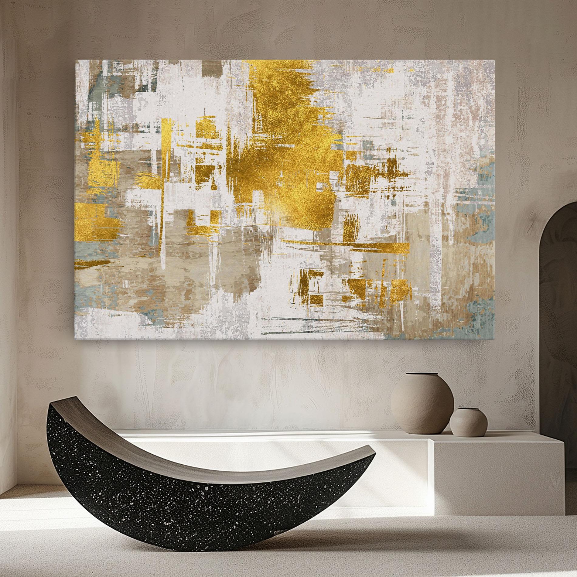 Leinwandbild Gold And White Brush mockup 8