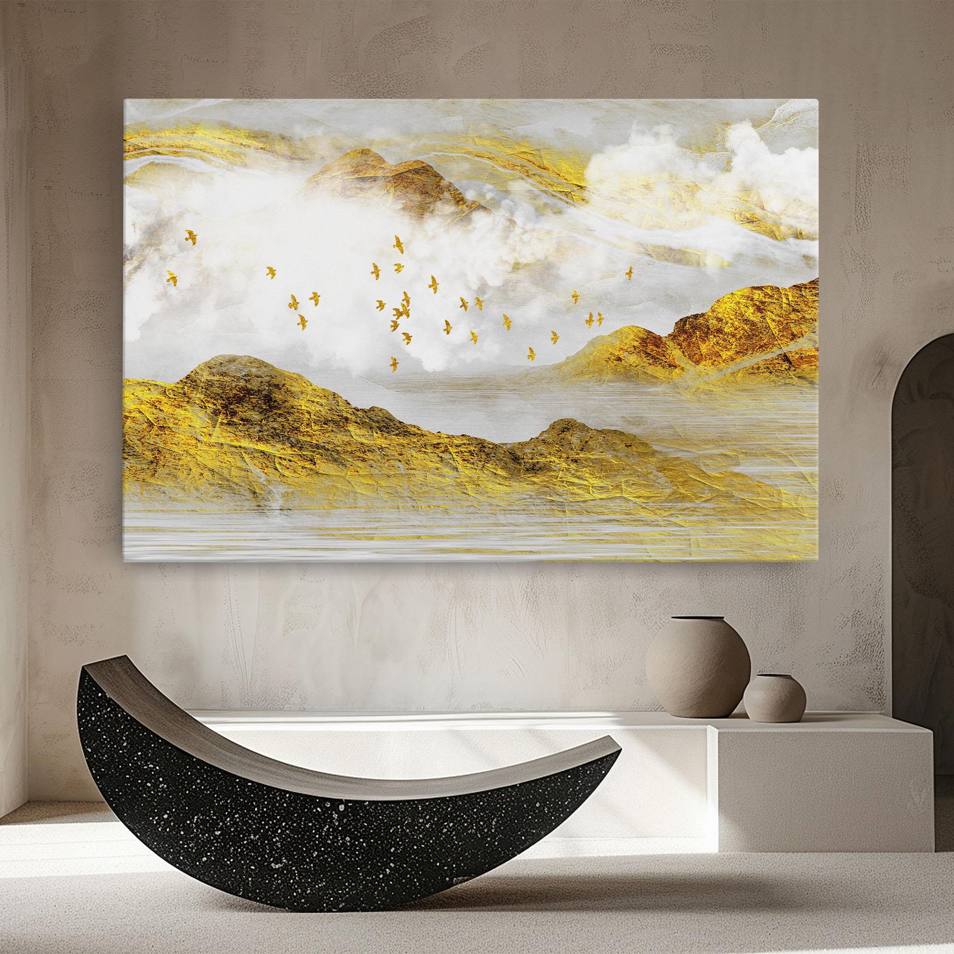 Leinwandbild Gold Mountains Abstract mockup 8