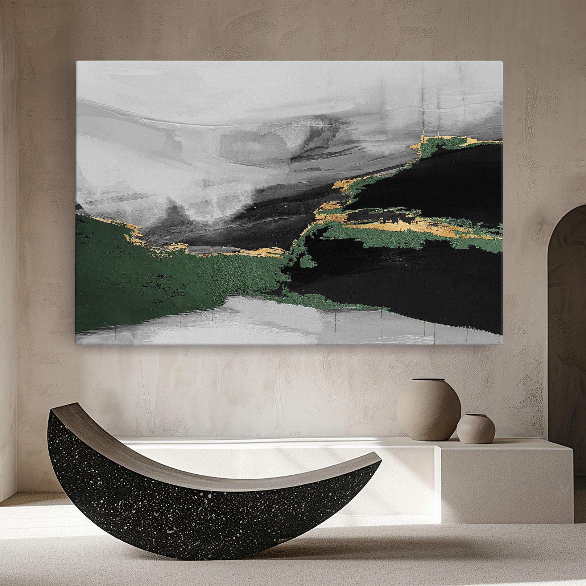 Leinwandbild Grey With Green Painting mockup 8