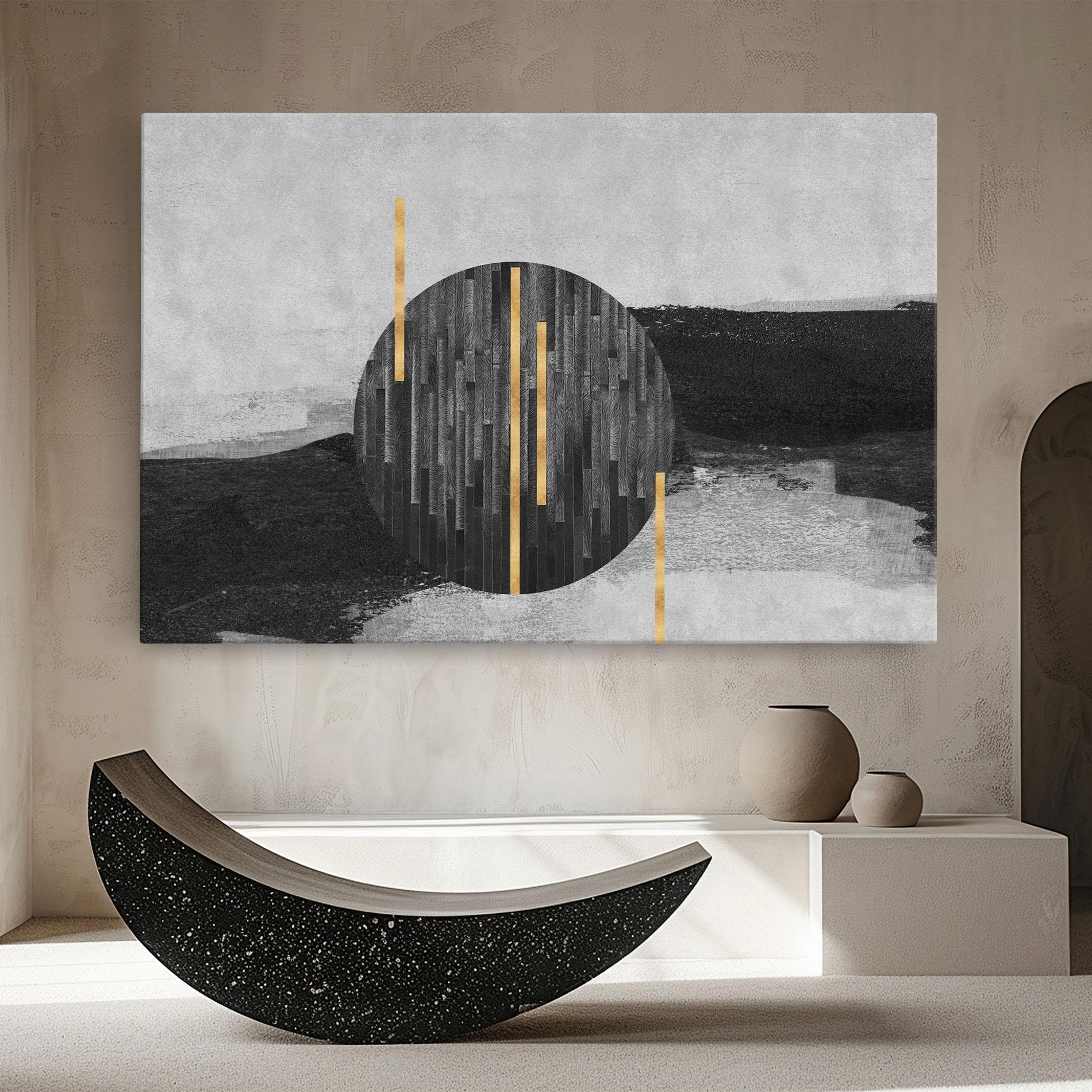 Leinwandbild Modern Circle With Gold mockup 8