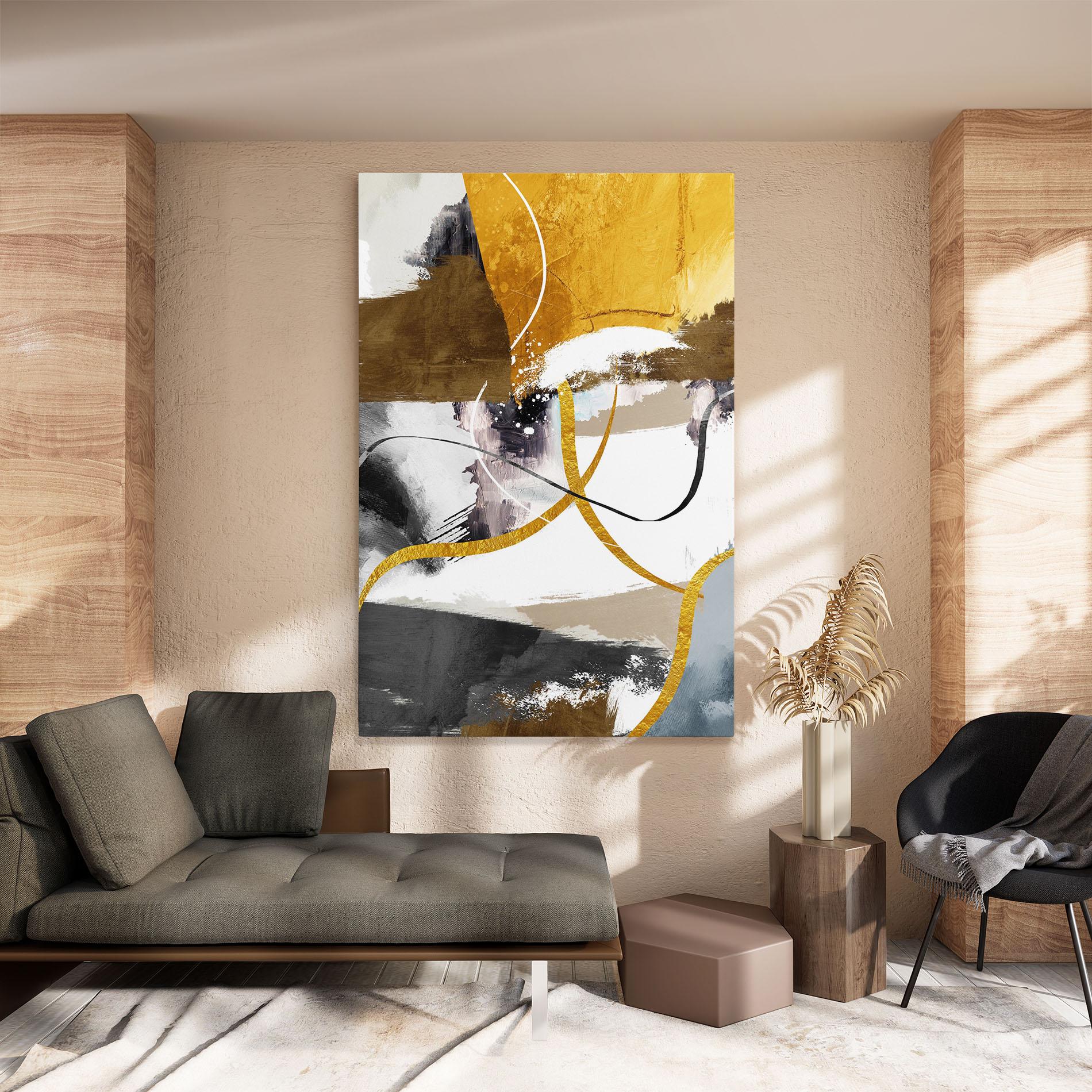 Leinwandbild Chaotic Golden Painting mockup 8