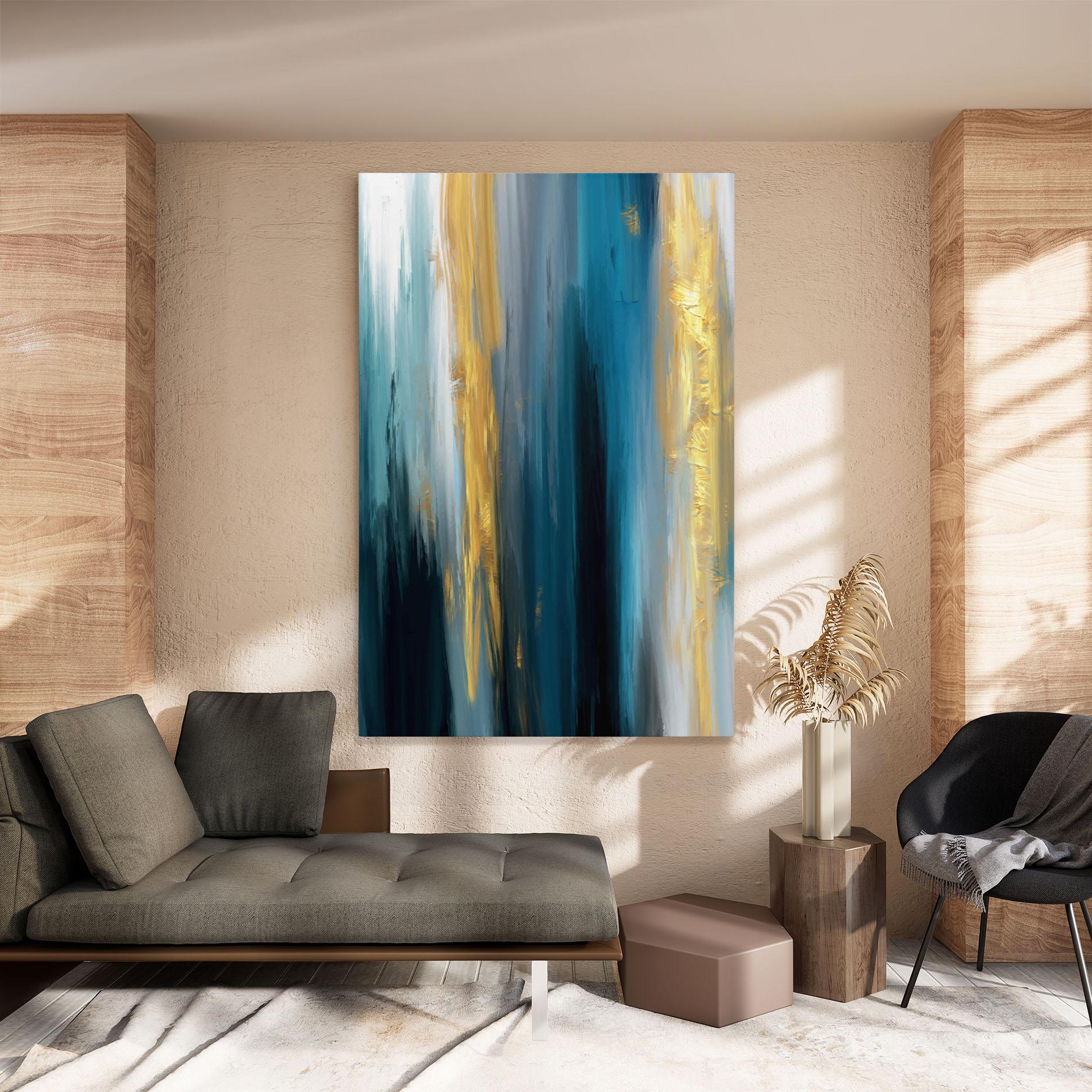 Leinwandbild Golden Black Blue Art mockup 8